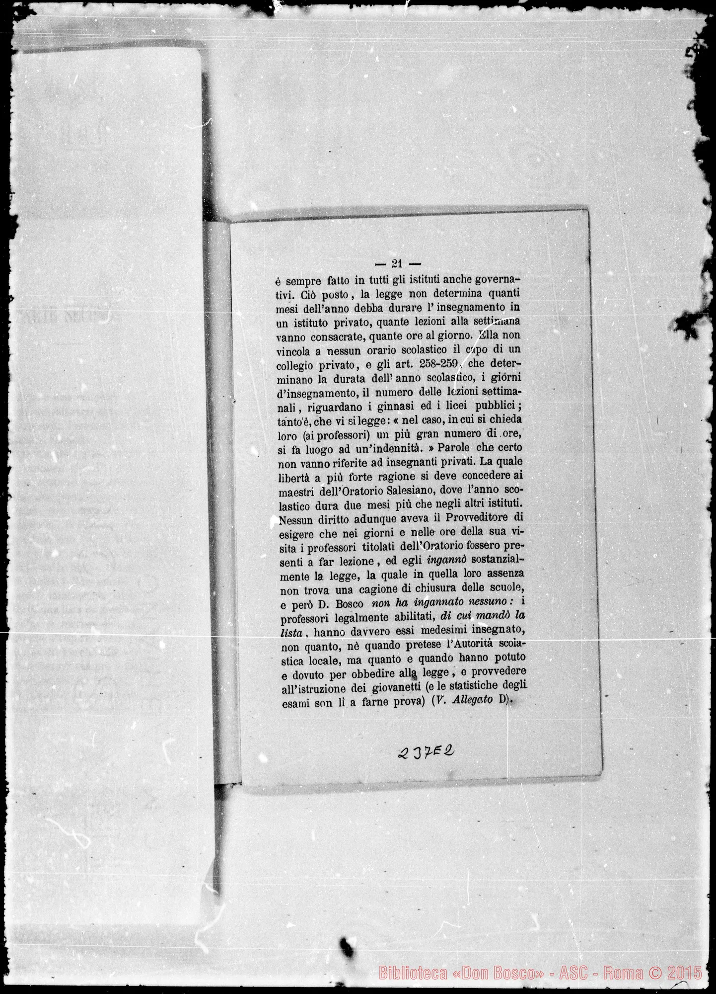 Fotogramma E 2 — Le Scuole di Beneficenza…davanti al C. di Stato. Stampato. Bosco.