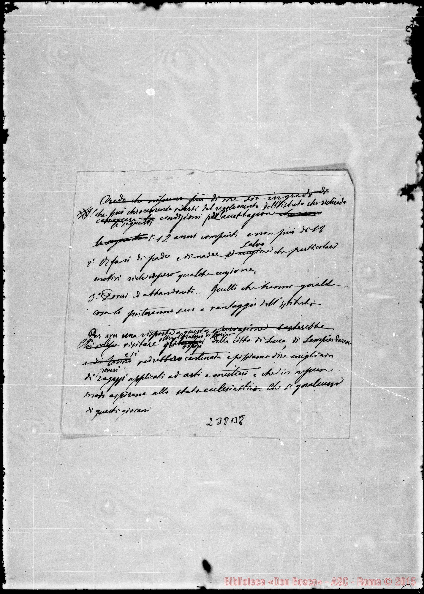 Fotogramma B 8 — Minuta di lettera…