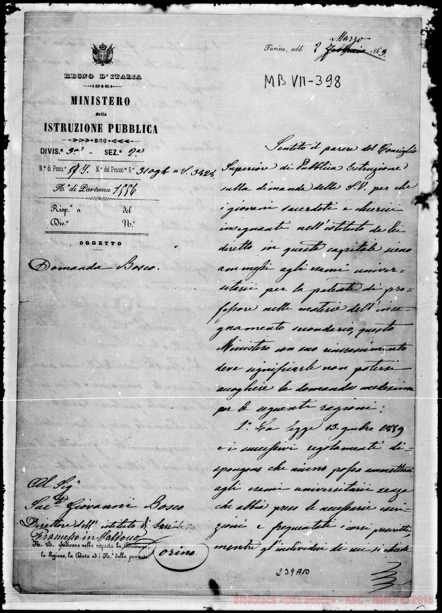 Fotogramma A 10 — Ministero P.l.-Bosco