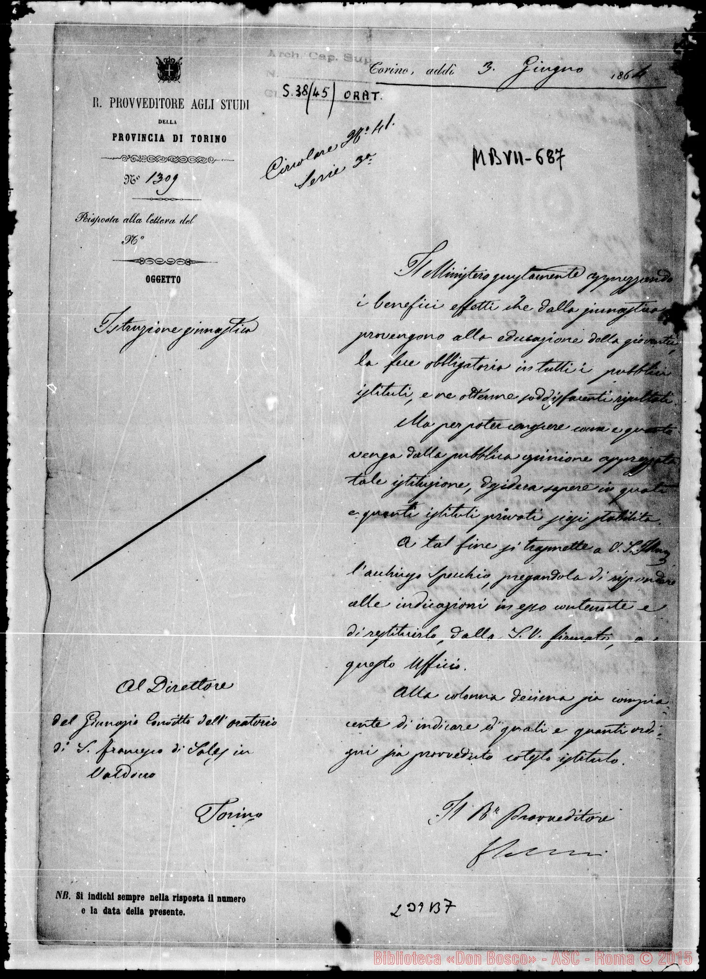 Fotogramma B 7 — Provveditore agli studi-Direttore di Valdocco