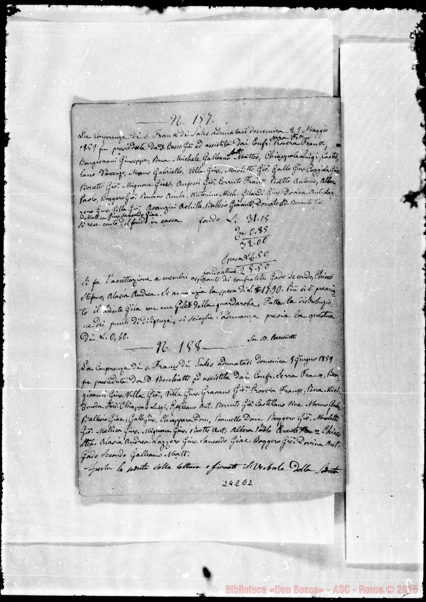 Fotogramma E 2 — Conferenze di S. Vincenzo de’ Paoli: Verbali: 1858-1871