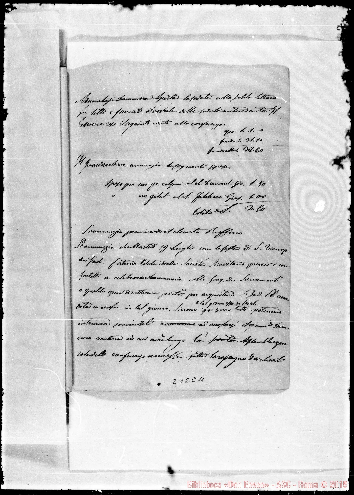 Fotogramma E 11 — Conferenze di S. Vincenzo de’ Paoli: Verbali: 1858-1871