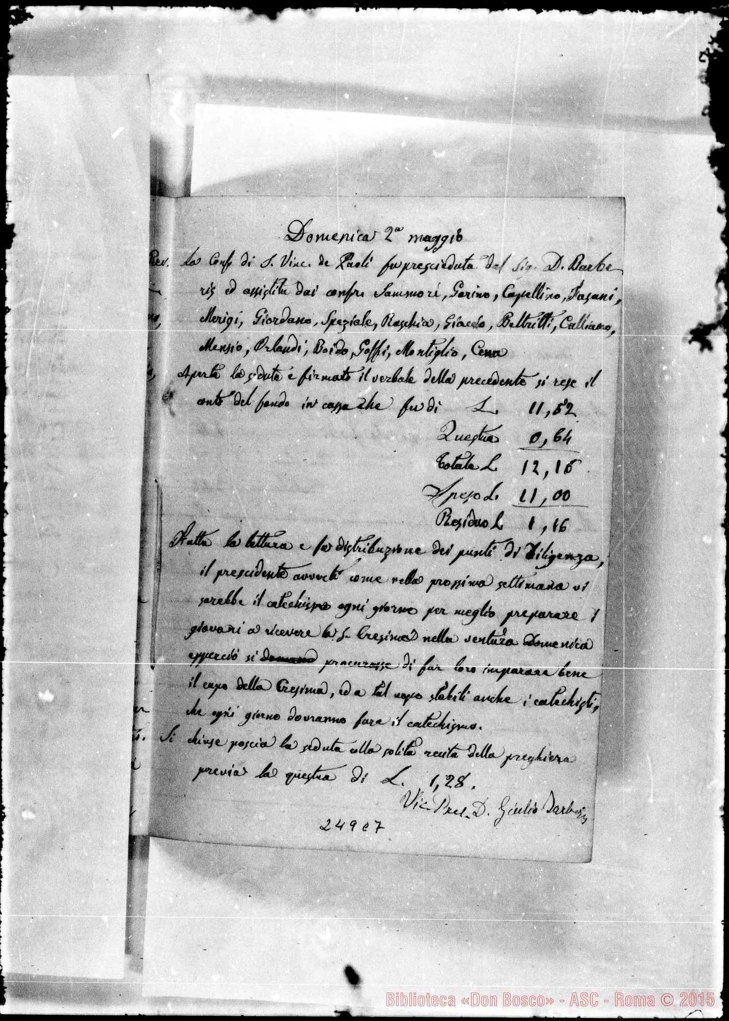 Fotogramma C 7 — Conferenze di S. Vincenzo de’ Paoli: Verbali: 1858-1871