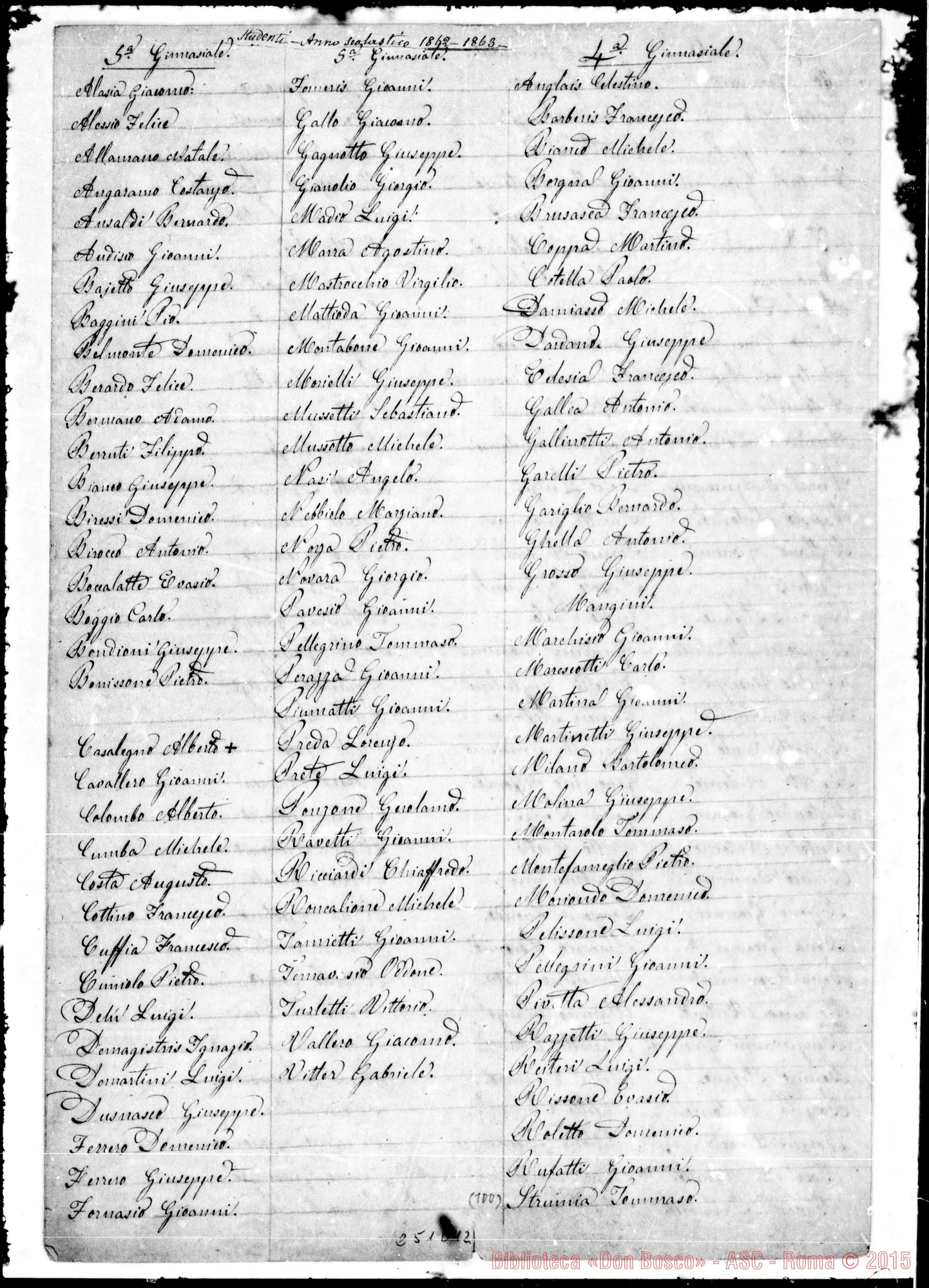 Fotogramma D 12 — Studenti E artigiani. 1862-63. Qualche nota autogr. Bosco