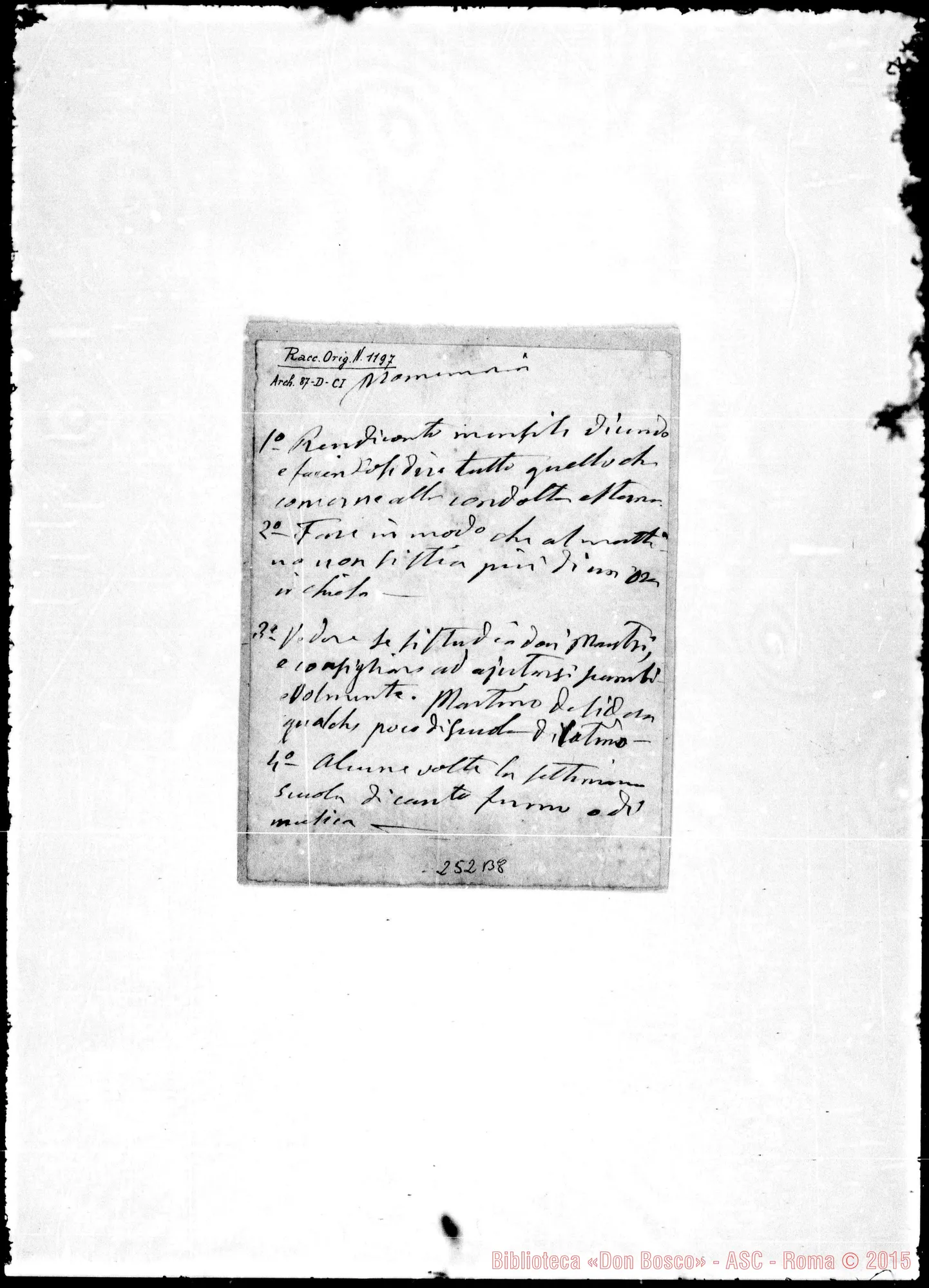 Fotogramma B 8 — «Promemoria: Rendiconto…» Ms. Bosco