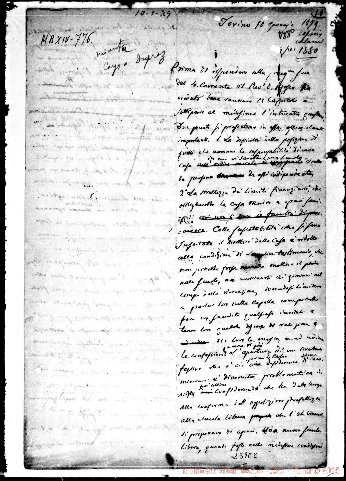 Fotogramma E 2 — Minuta di lettera Cays-Dupraz