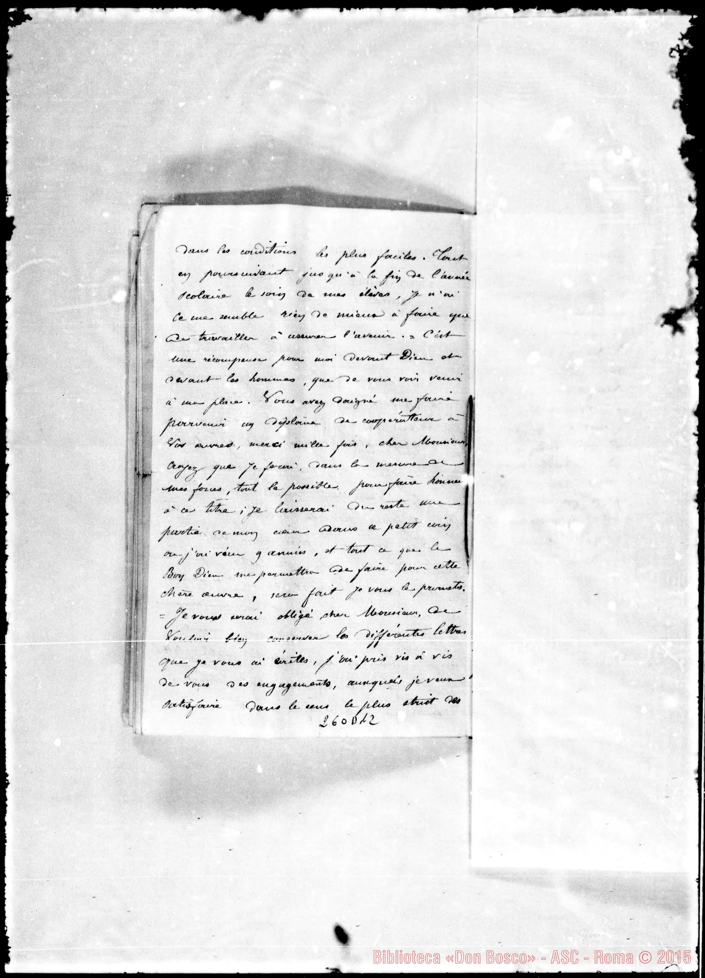 Fotogramma D 12 — Ernest Comoy-Morisieur l’Abbè. Lettere rilegate sulla «Institution Saint Louis» A Fourchambault. Accluse risposte di Cays