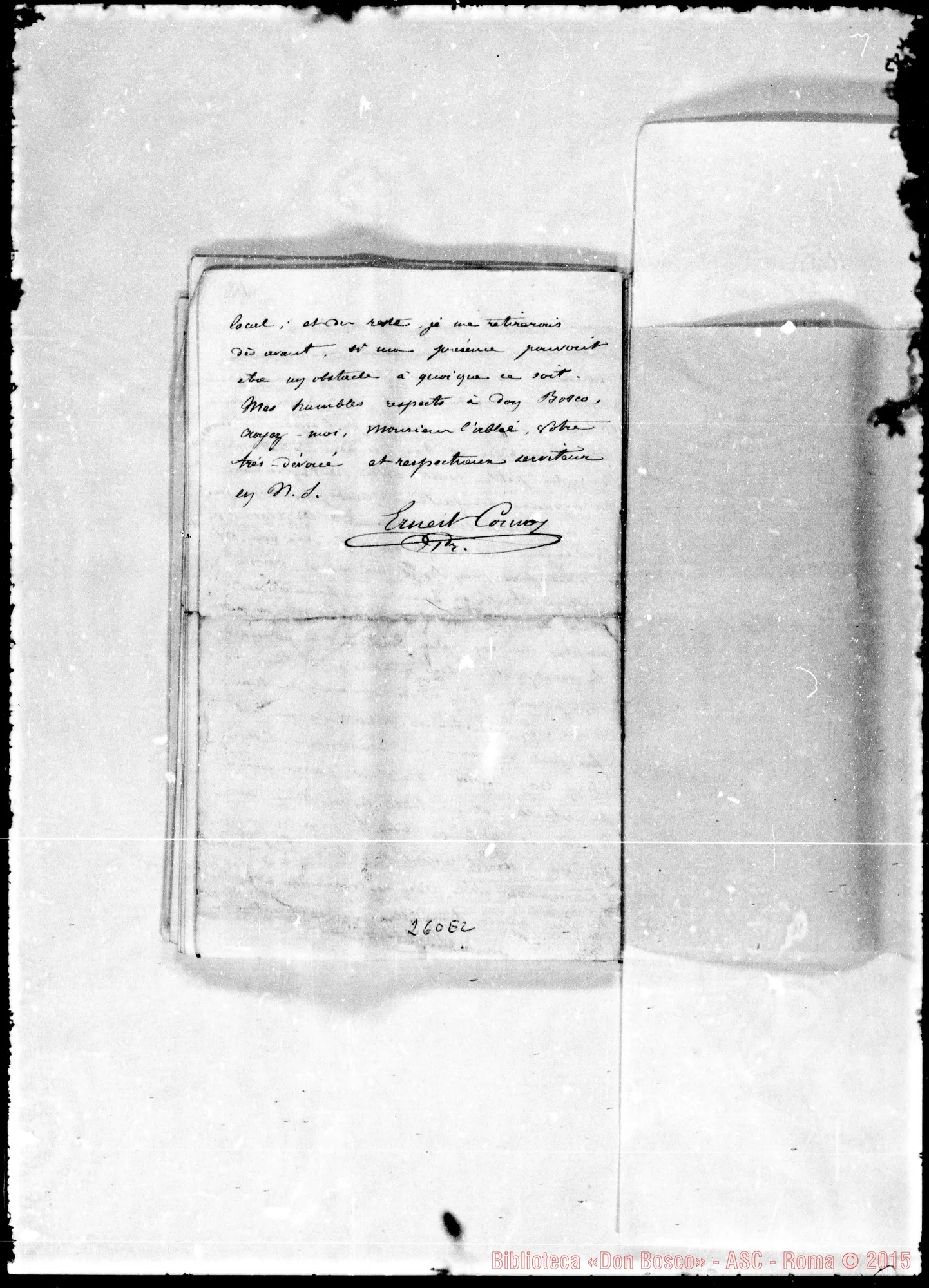 Fotogramma E 2 — Ernest Comoy-Morisieur l’Abbè. Lettere rilegate sulla «Institution Saint Louis» A Fourchambault. Accluse risposte di Cays
