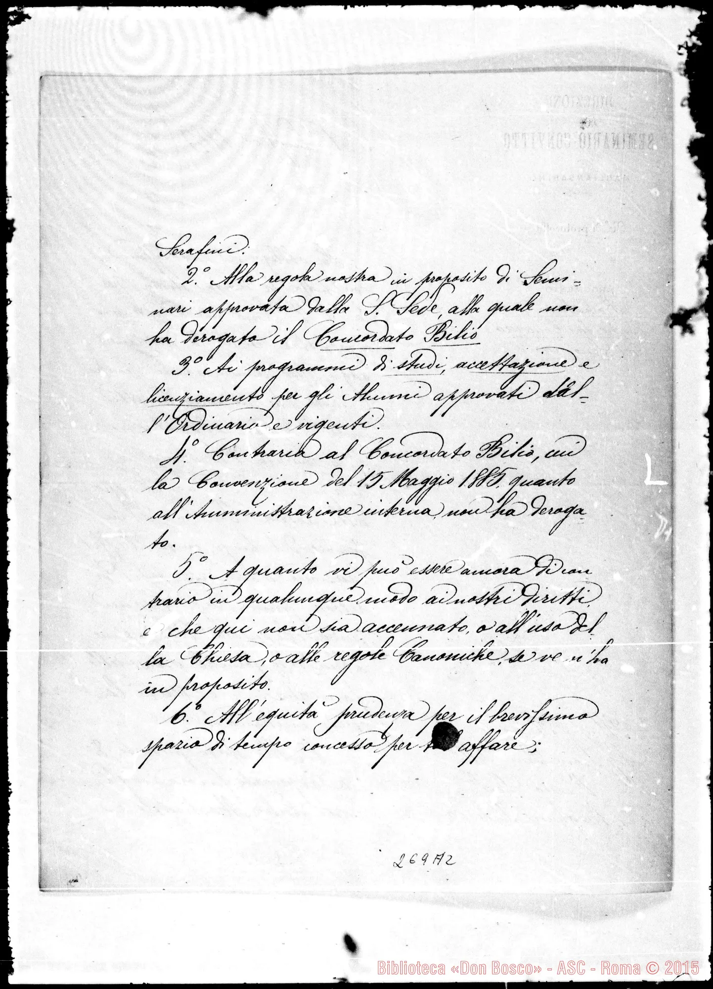 Fotogramma A 2 — Direzione del Seminario-Vie. Generale