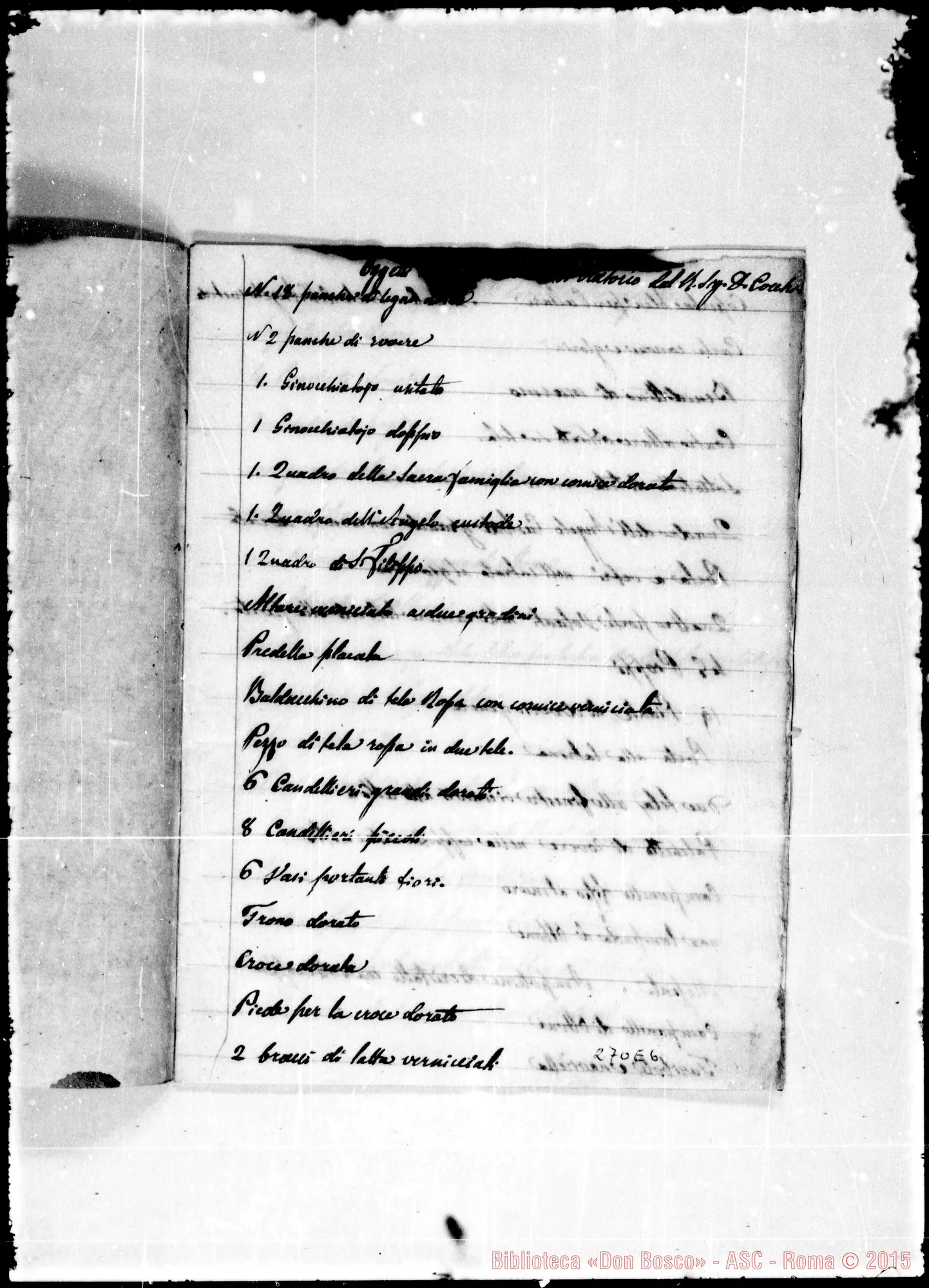 Fotogramma E 6 — Inventario dell’Oratorio Angelo Custode