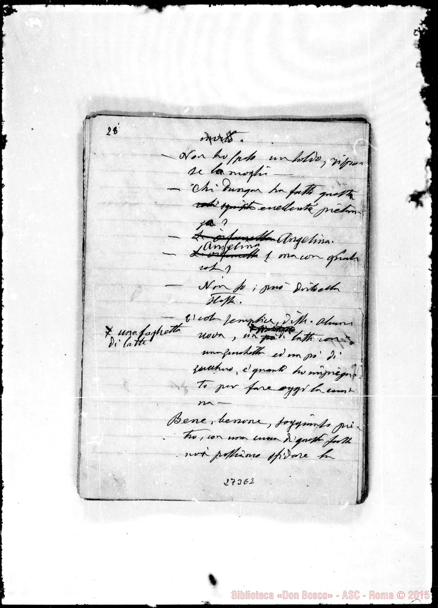 Fotogramma E 2 — Angelina, ossia, l’orfanella degli appenini. Ms. Bosco