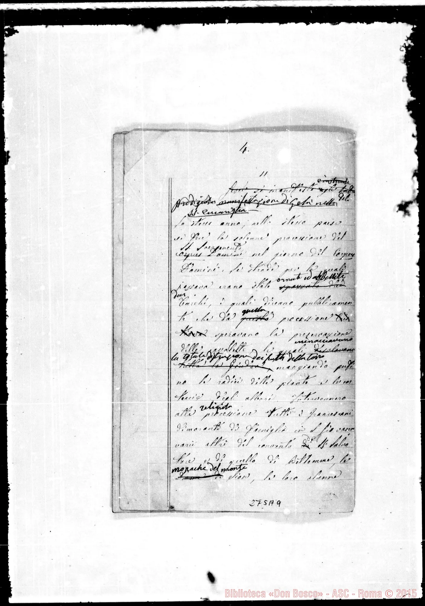 Fotogramma A 9 — Apparizione della Salette. Ms. con correz. Bosco E brani autogr. Bosco
