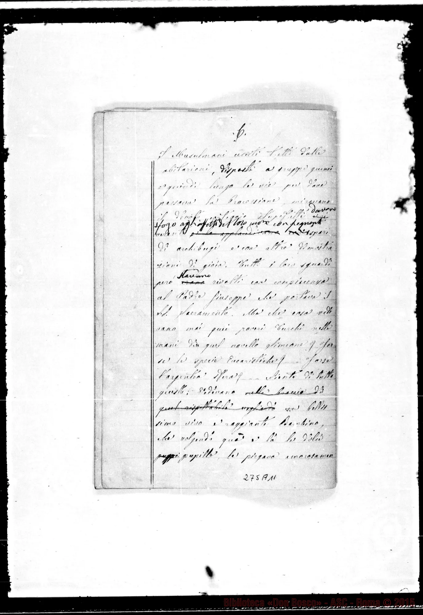 Fotogramma A 11 — Apparizione della Salette. Ms. con correz. Bosco E brani autogr. Bosco
