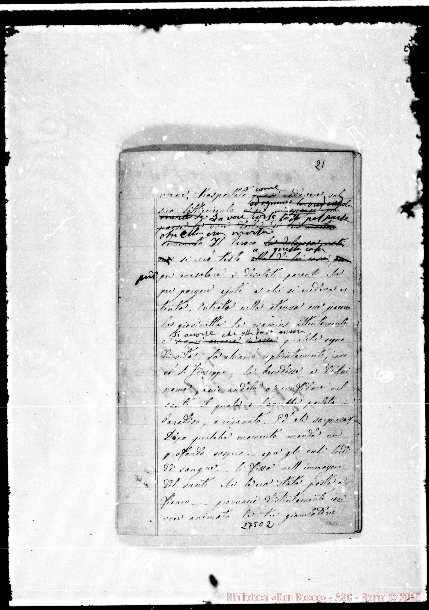 Fotogramma C 2 — Apparizione della Salette. Ms. con correz. Bosco E brani autogr. Bosco