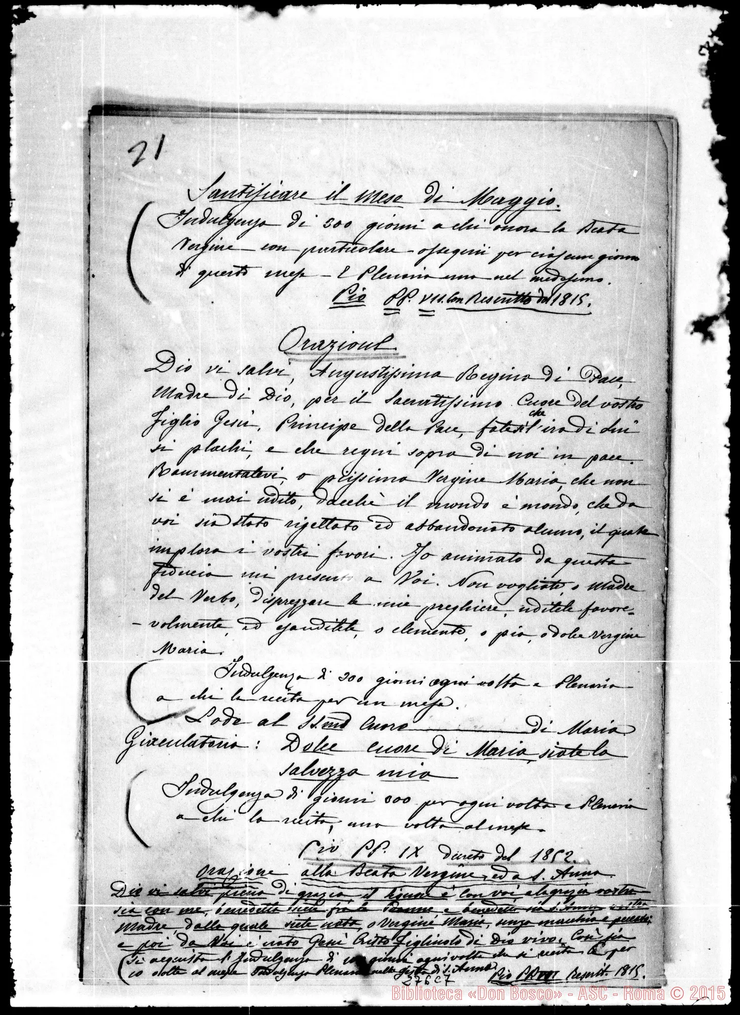 Fotogramma C 7 — Preghiere E pratiche diverse… Ms. con correz. Bosco