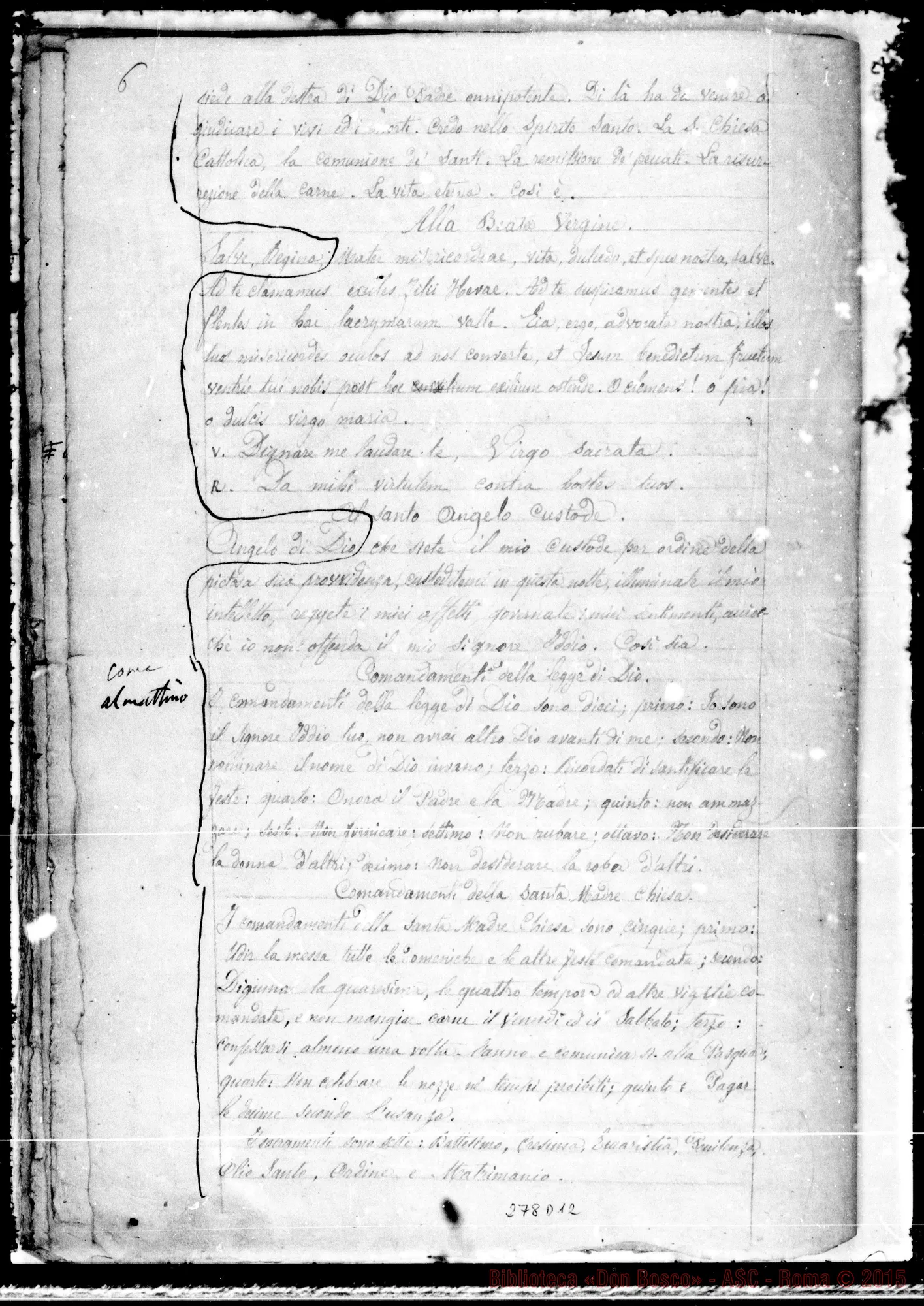 Fotogramma D 12 — Breve Catechismo pei fanciulli. Vogliotti. Ms. con alcune correz. Bosco