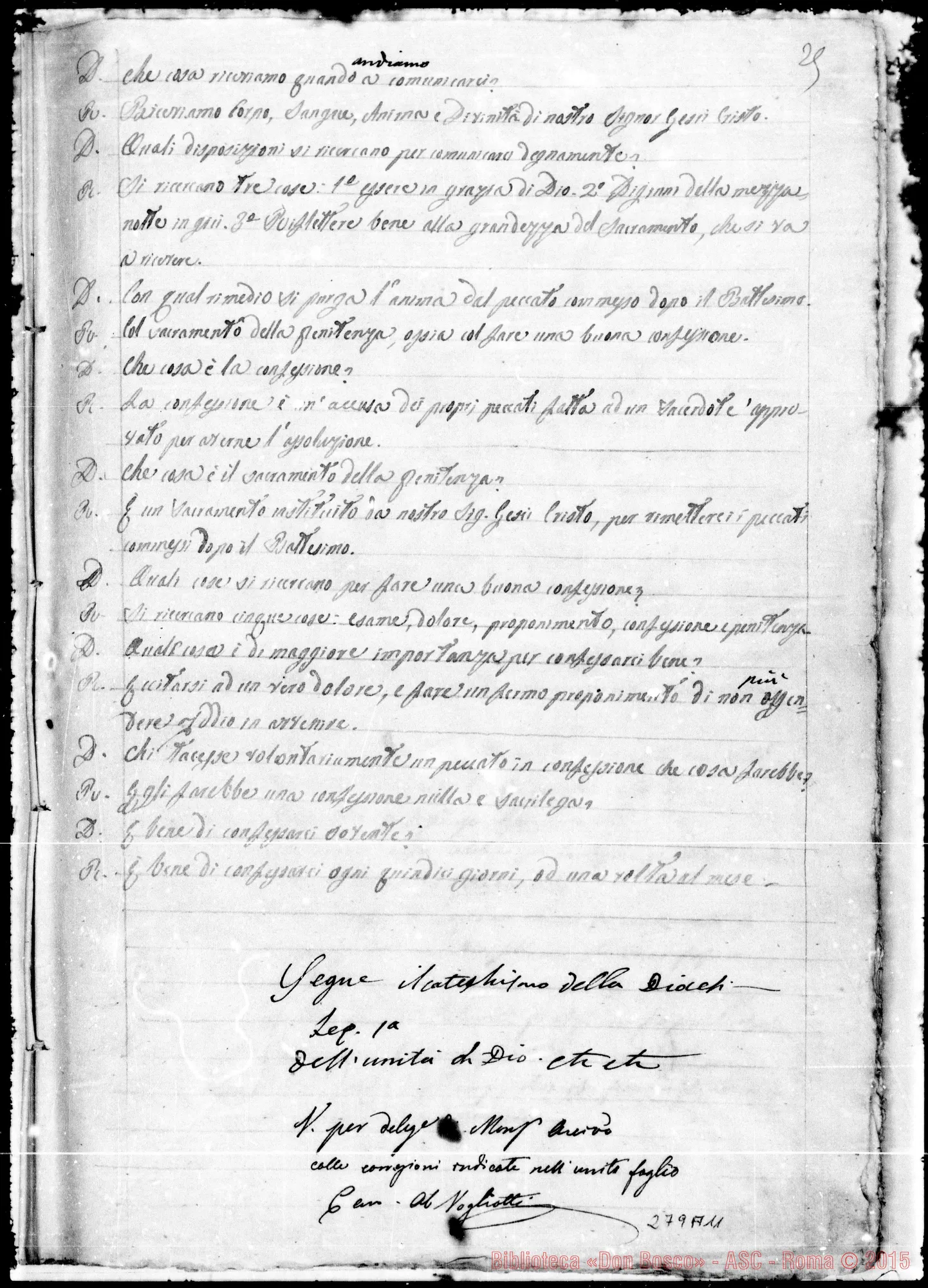 Fotogramma A 11 — Breve Catechismo pei fanciulli. Vogliotti. Ms. con alcune correz. Bosco
