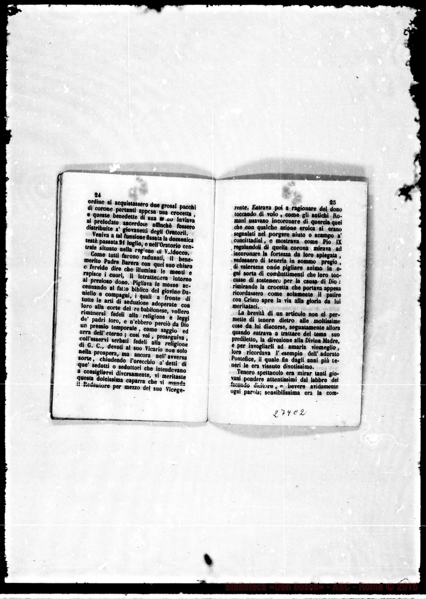 Fotogramma C 2 — Breve ragguaglio… nel distribuire il regalo di Pio IX. Stampato: correz. Bosco