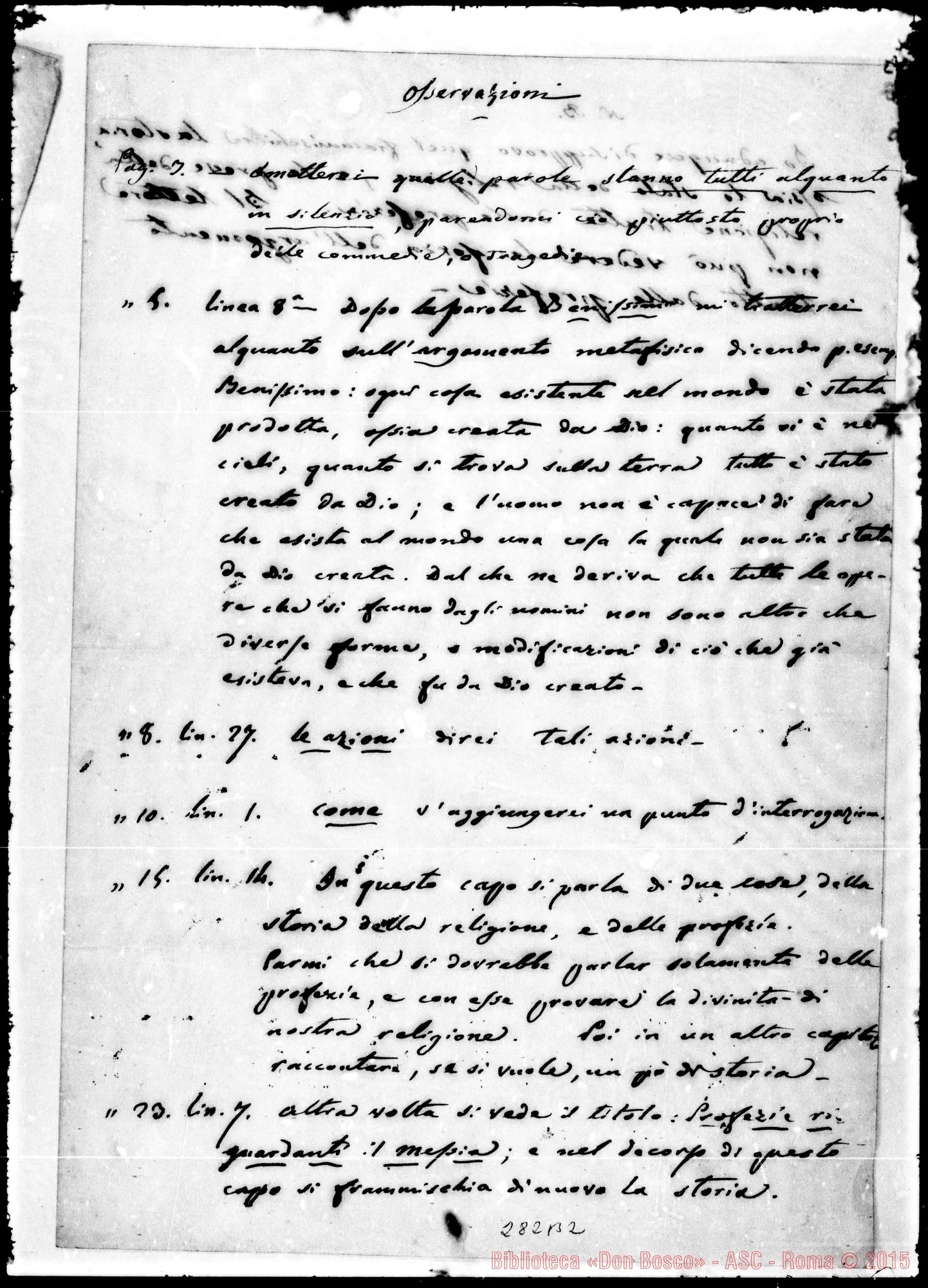 Fotogramma B 2 — Cattolico Istruito: Osservazioni dell’abate Peyron. Lettera. Anche Ms. Bosco.