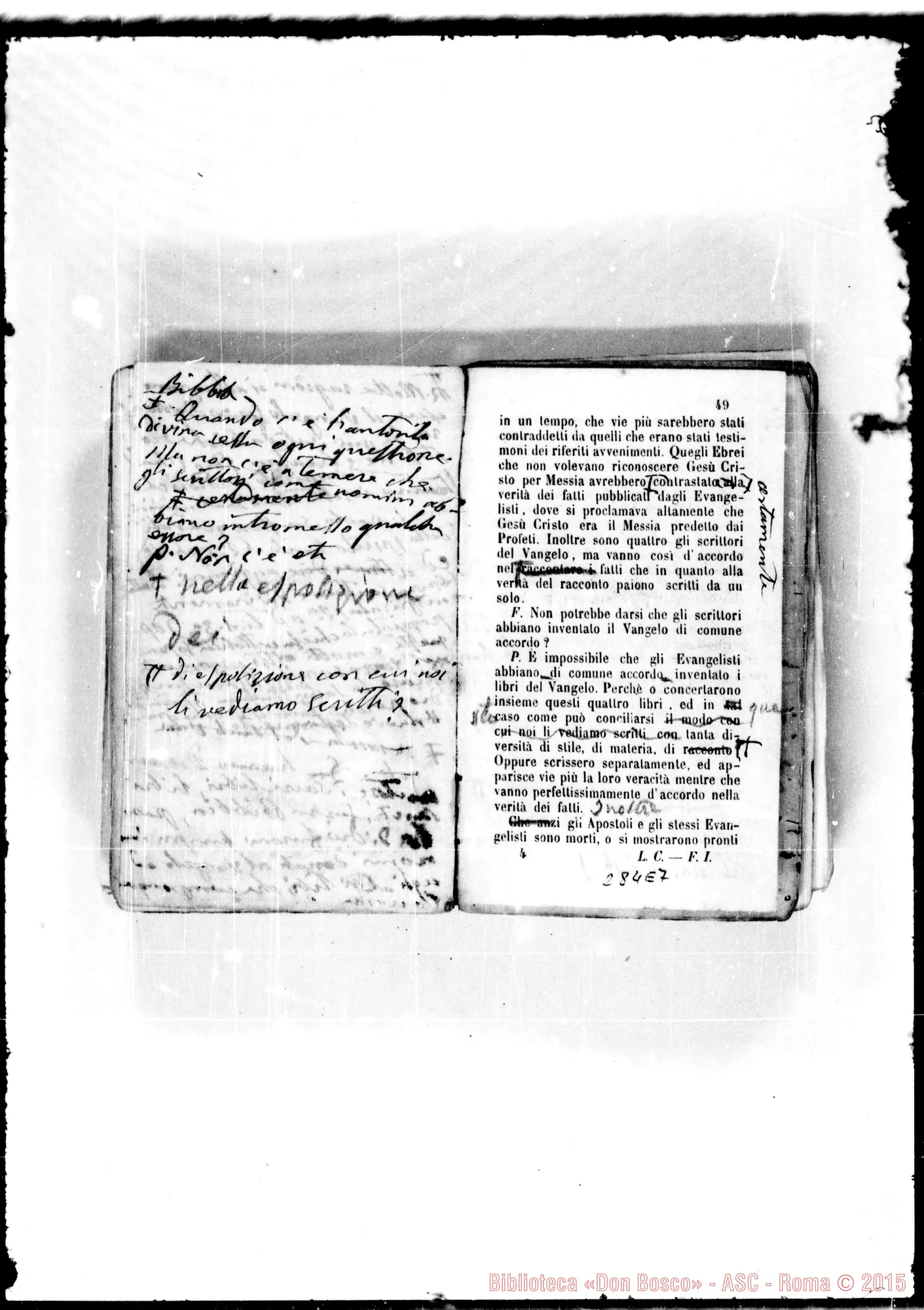 Fotogramma E 7 — Cattolico Istruito: Trattenimenti… Bozze per nuova ed. Stampato con correz. Bosco