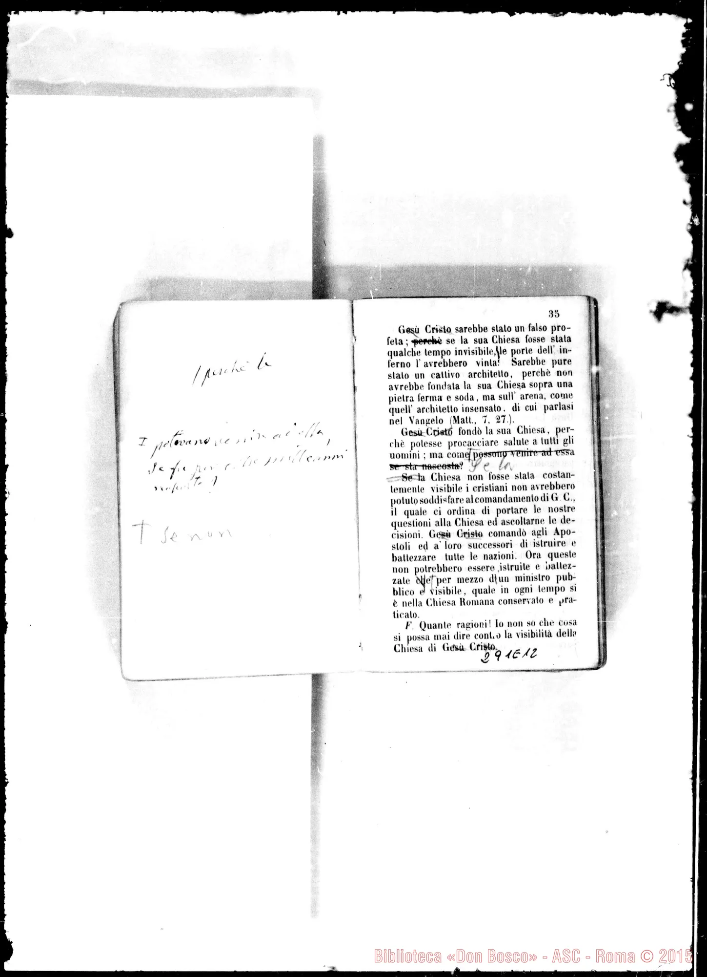 Fotogramma E 12 — Cattolico Istruito: Bozze per una nuova ed. Stampato con correz. Bosco