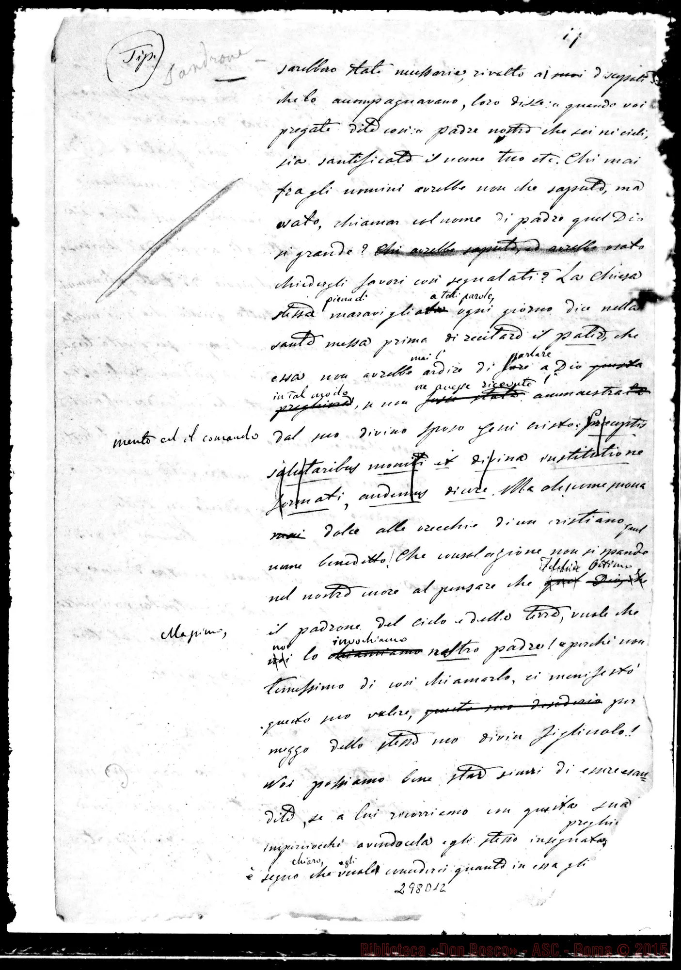 Fotogramma D 12 — Cattolico Provveduto. Ms. con correz. Bosco