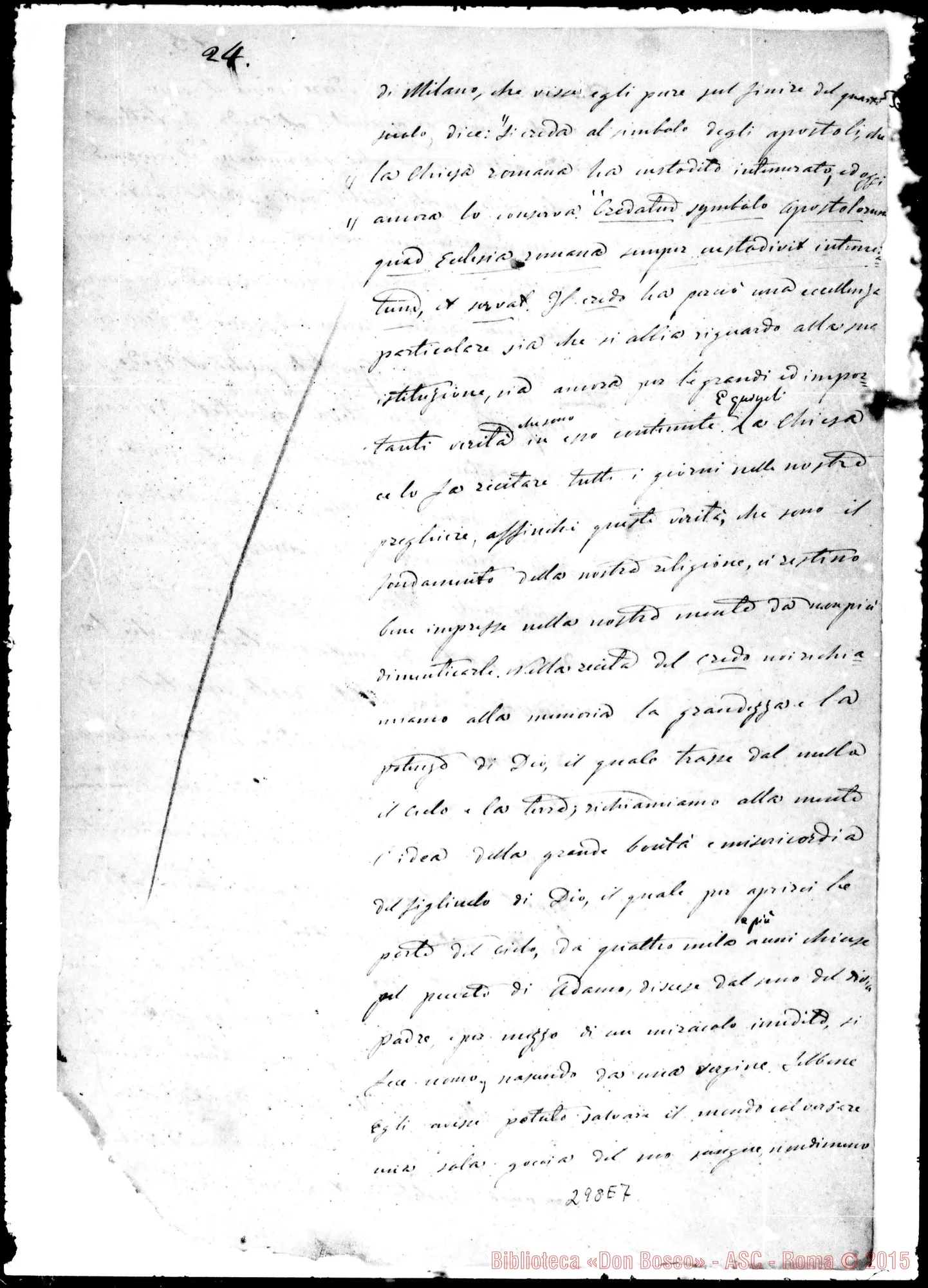 Fotogramma E 7 — Cattolico Provveduto. Ms. con correz. Bosco