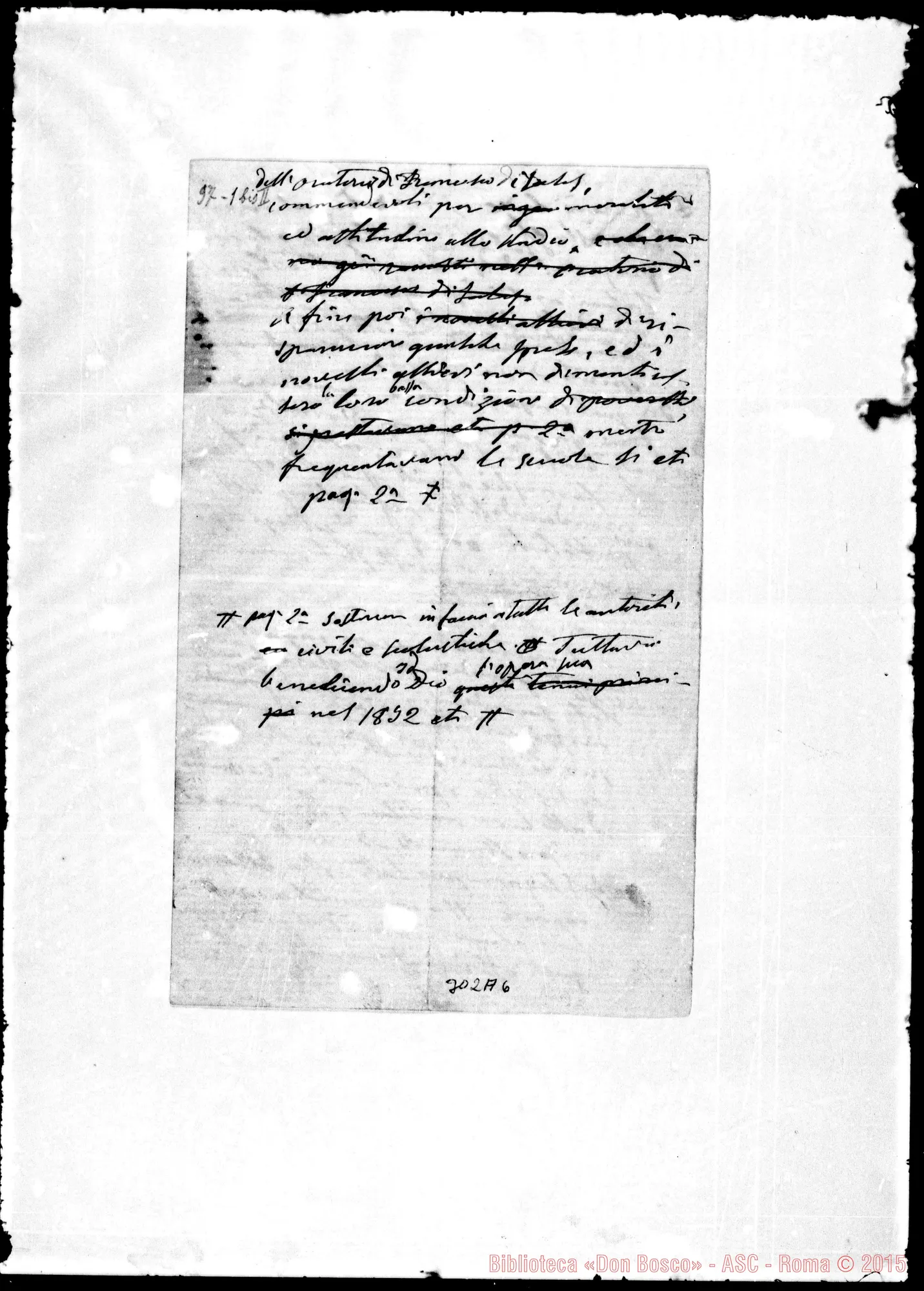 Fotogramma A 6 — Cenno storico sulla Congr. di S. Frco. di Sales. Ms. Bosco