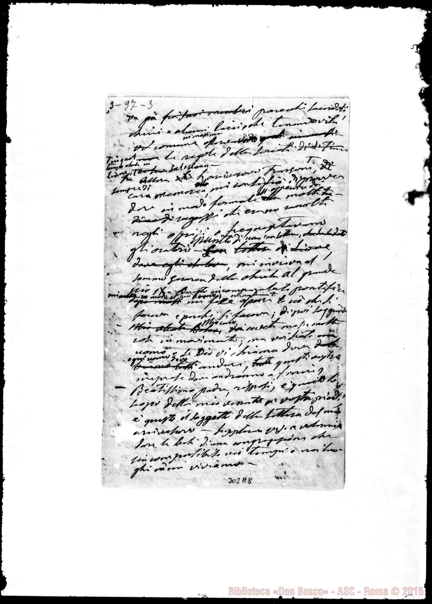 Fotogramma A 8 — Cenno storico sulla Congr. di S. Frco. di Sales. Ms. Bosco