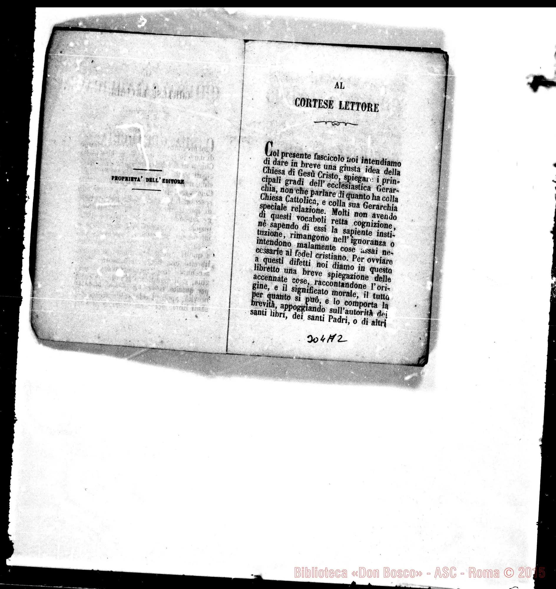 Fotogramma A 2 — Chiesa Cattolica E la sua Gerarchia. Stampato