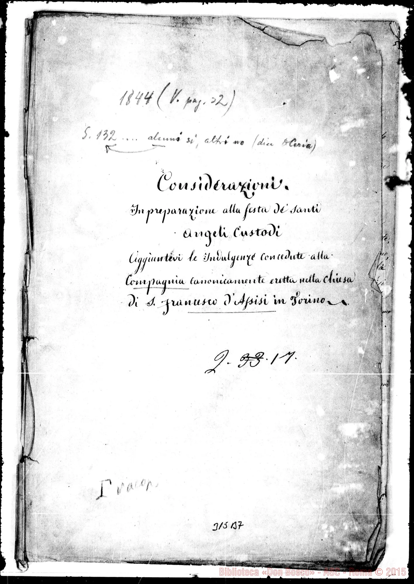 Fotogramma B 7 — Divoto dell’Angelo Custode. Ms. con correz. autogr. Bosco