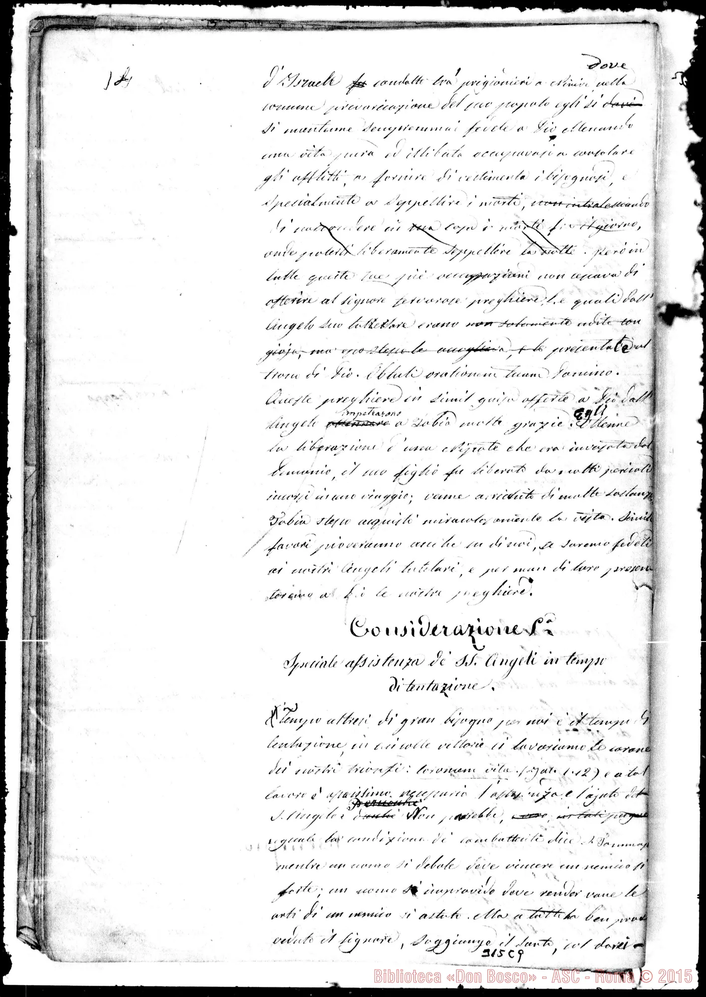 Fotogramma C 9 — Divoto dell’Angelo Custode. Ms. con correz. autogr. Bosco
