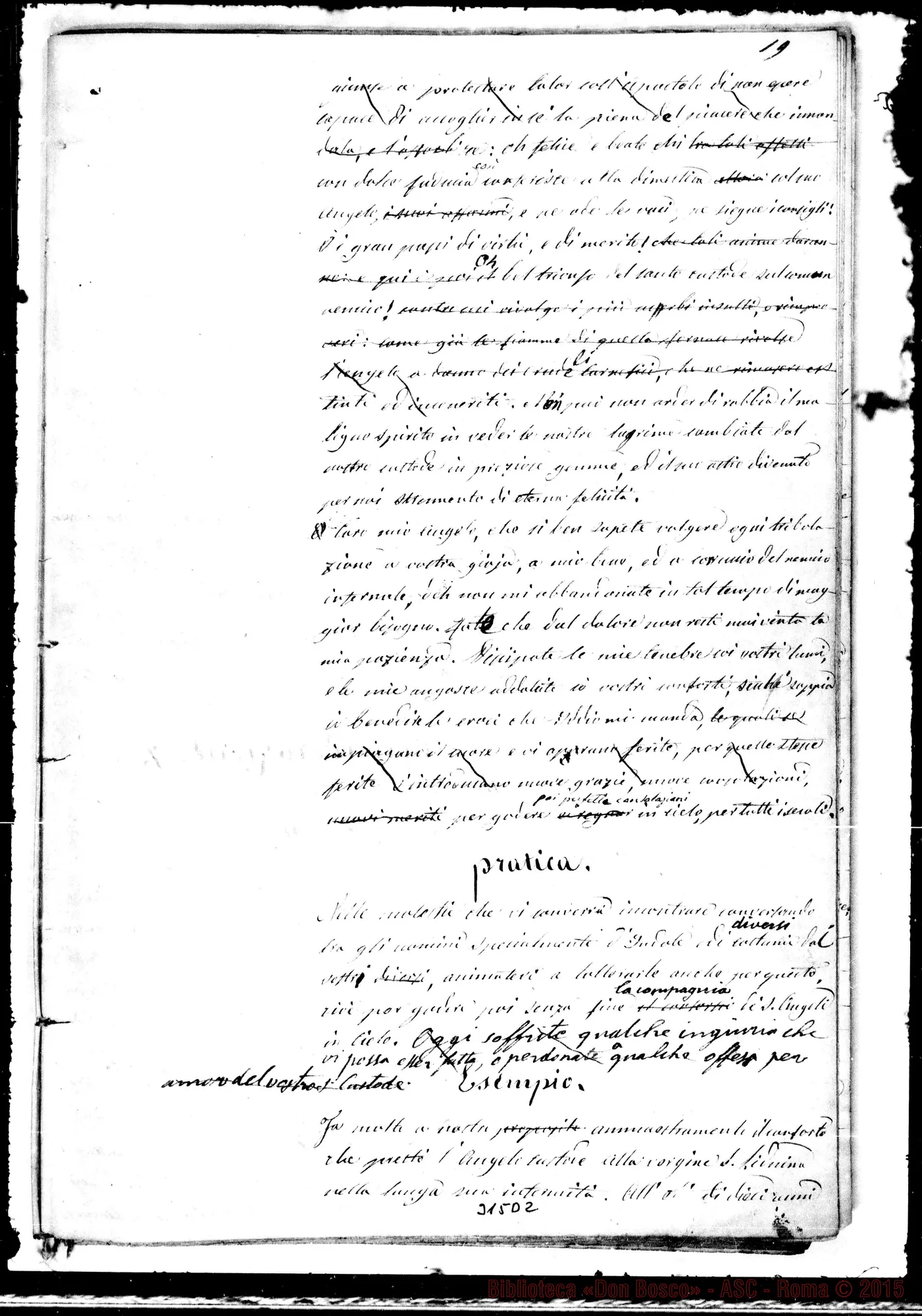 Fotogramma D 2 — Divoto dell’Angelo Custode. Ms. con correz. autogr. Bosco