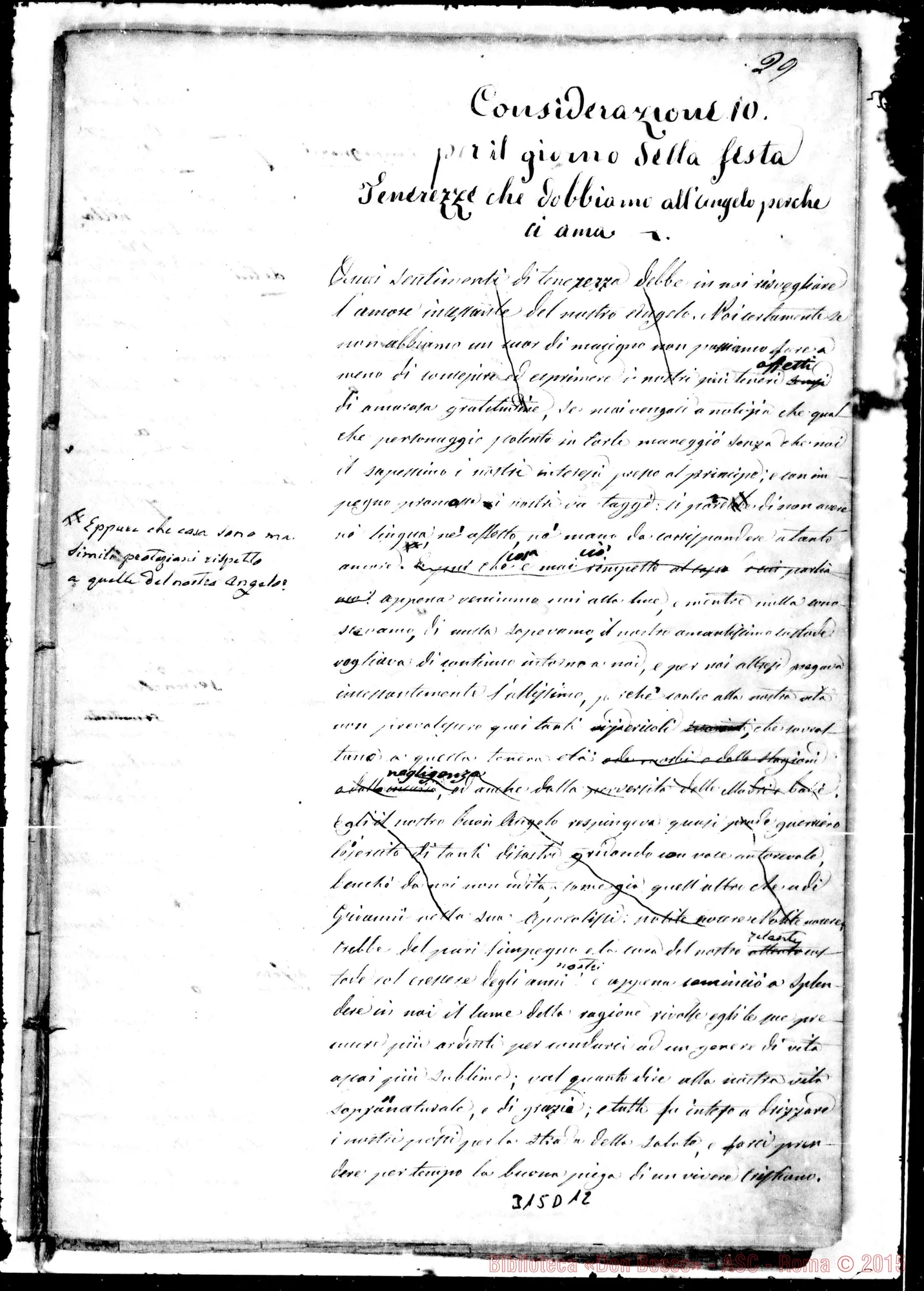 Fotogramma D 12 — Divoto dell’Angelo Custode. Ms. con correz. autogr. Bosco