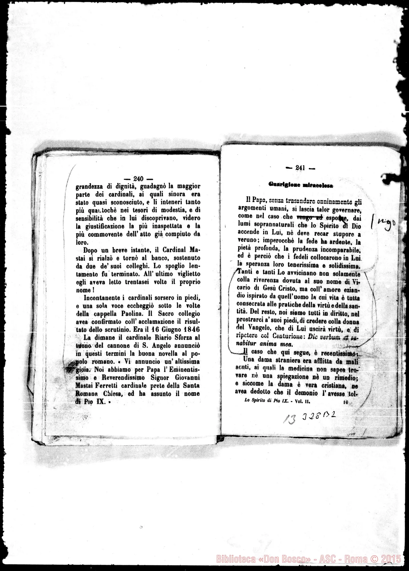 Fotogramma B 2 — Lo spirito E il cuore di Pio Nono. Stampato
