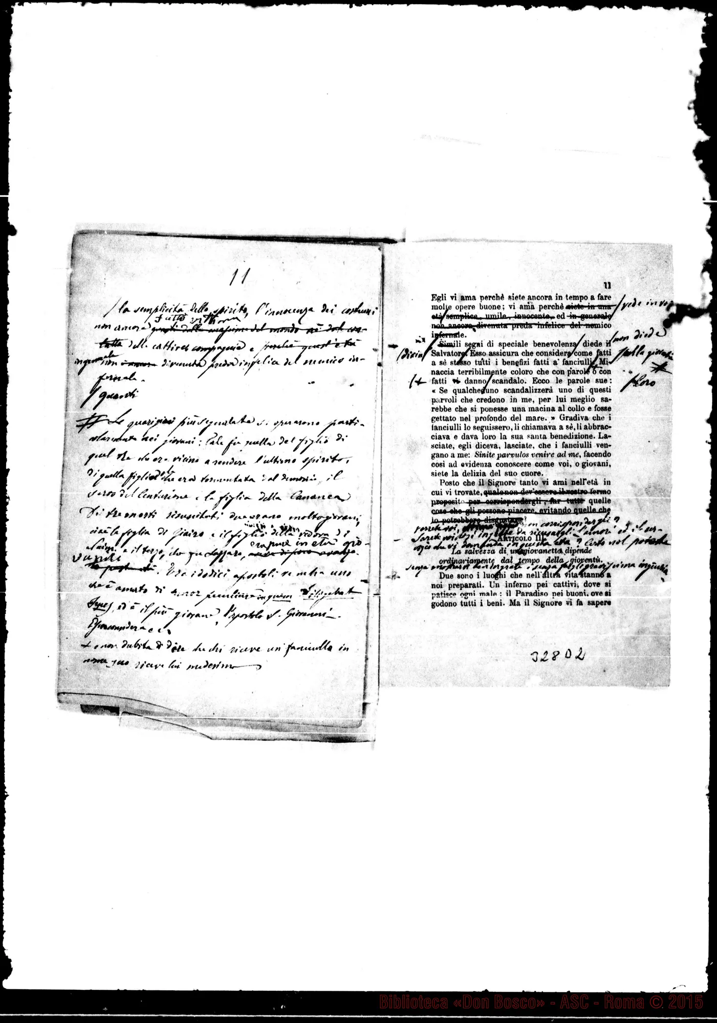 Fotogramma D 2 — «La giovanetta provveduta». Alcune correz. Bosco