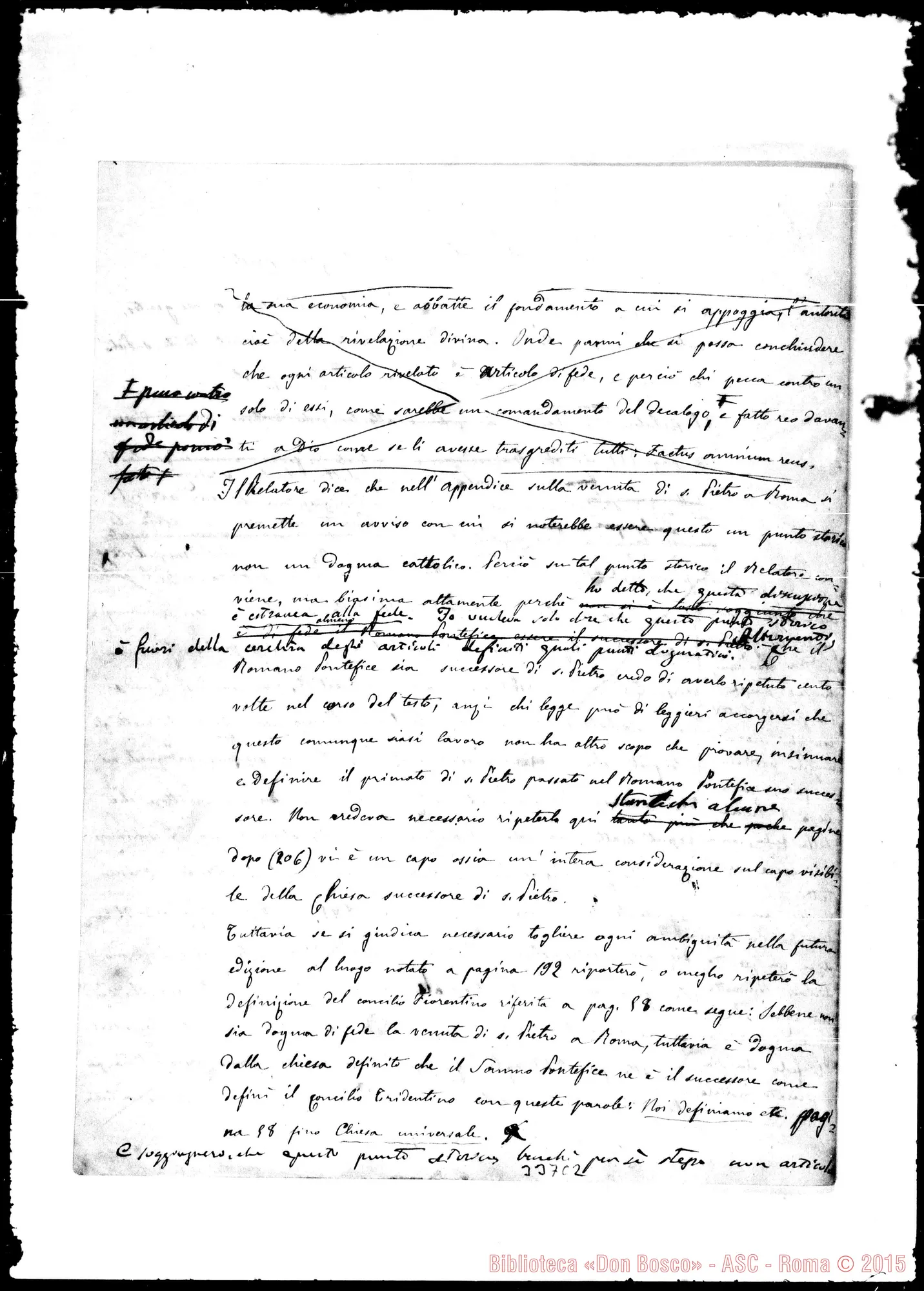 Fotogramma C 2 — Schiarimenti: osservazioni generali. Ms.