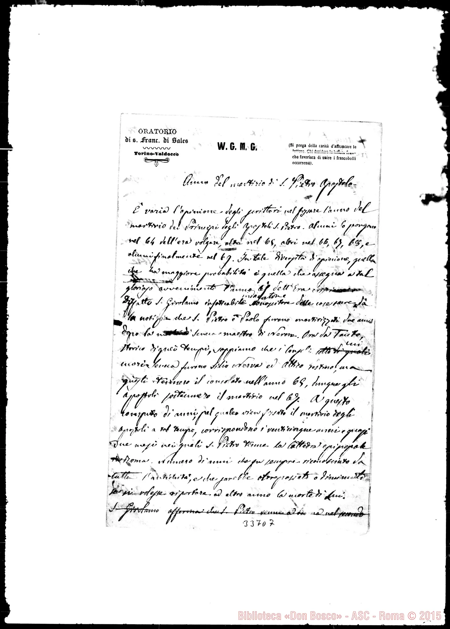 Fotogramma D 7 — Anno del martirio di S. Pietro. Ms.