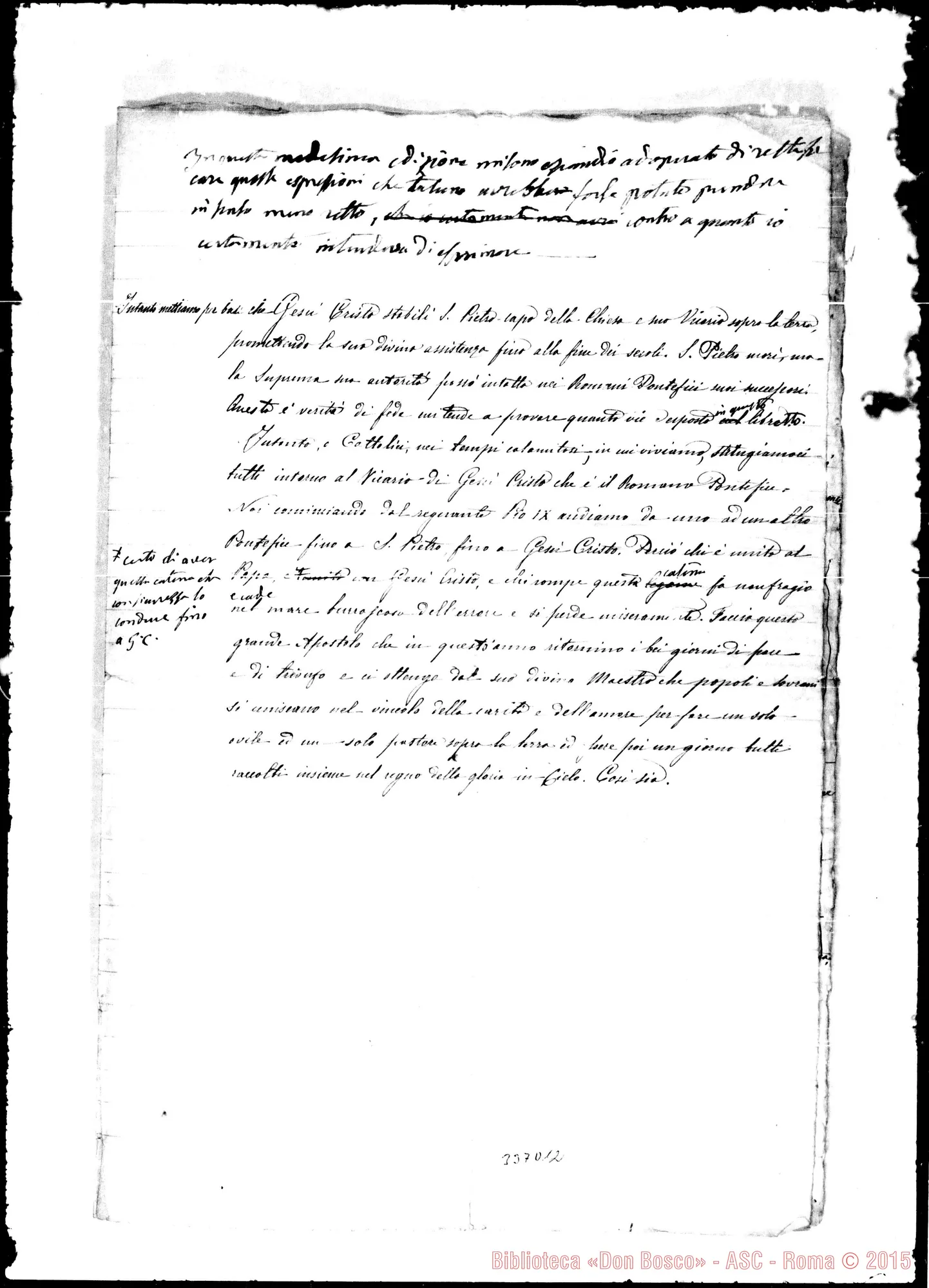 Fotogramma D 12 — Prefazione. Ms. con correz. Bosco