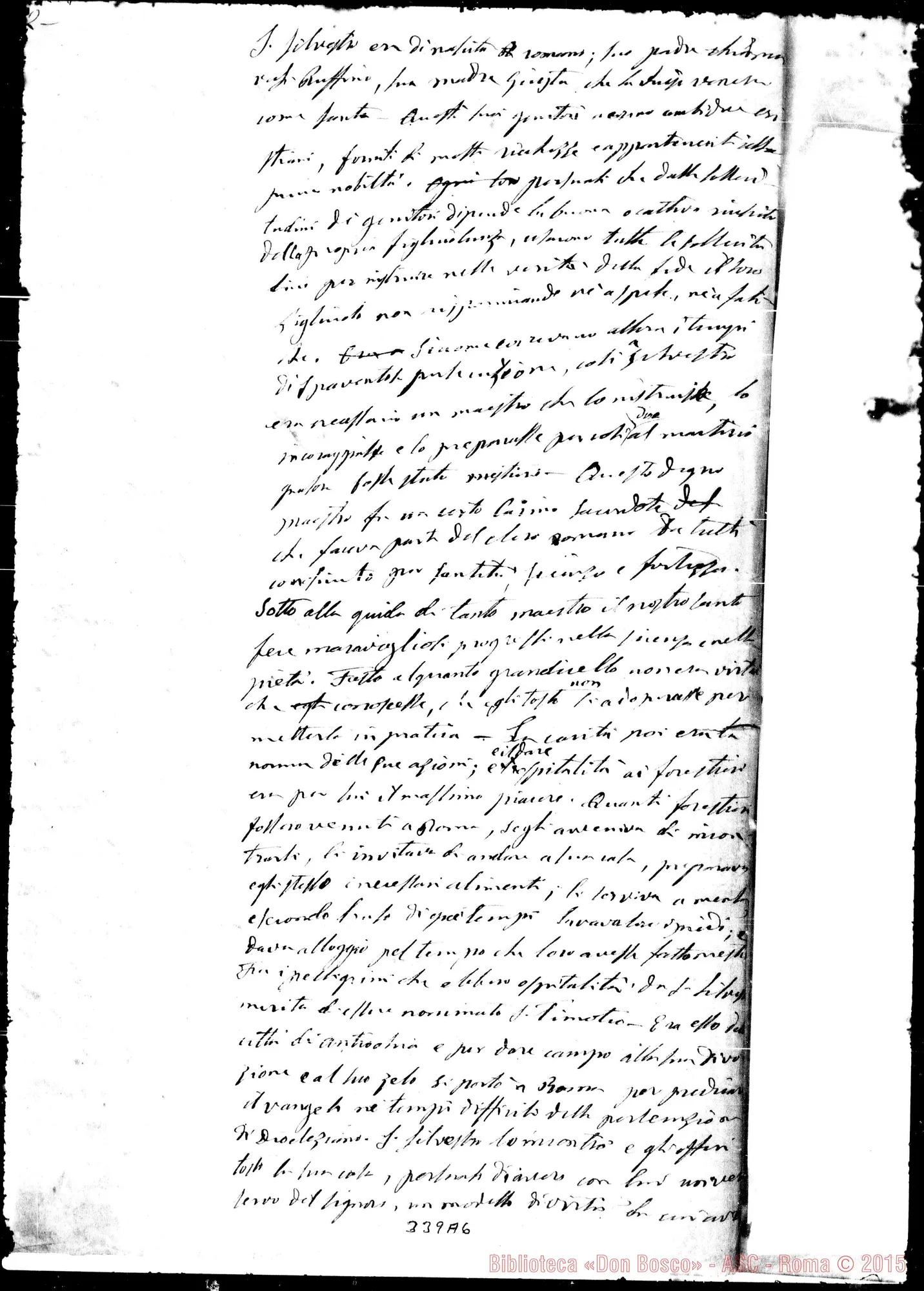 Fotogramma A 6 — San Silvestro, vita. Ms. in gran parte autogr. di D. Bosco