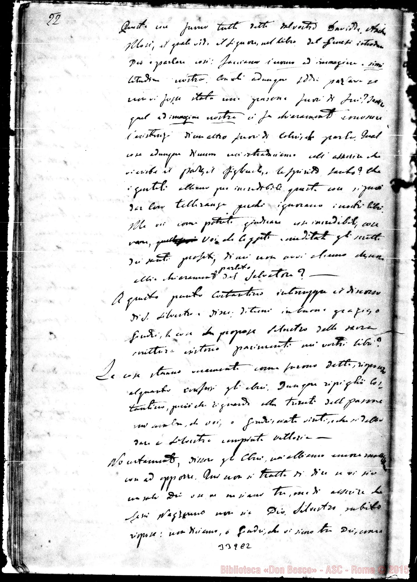 Fotogramma C 2 — San Silvestro, vita. Ms. in gran parte autogr. di D. Bosco