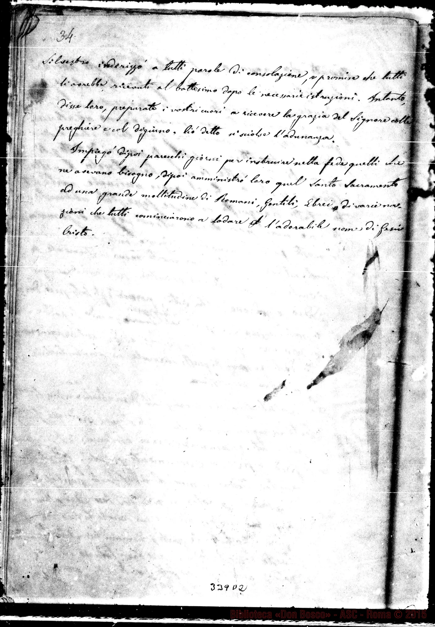Fotogramma D 2 — San Silvestro, vita. Ms. in gran parte autogr. di D. Bosco