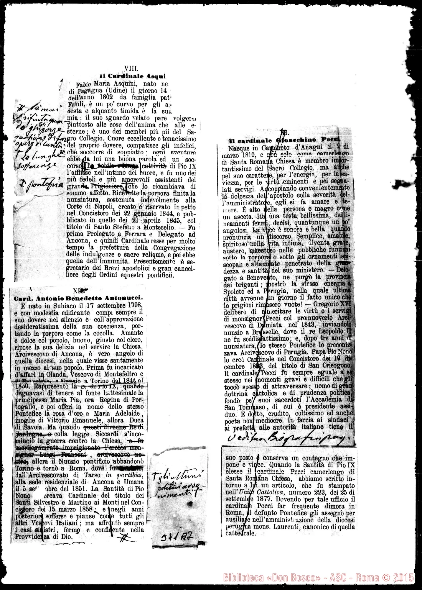 Fotogramma A 7 — Il più bel fiore… Profili di cardinali annotati E modificati da D. Bosco