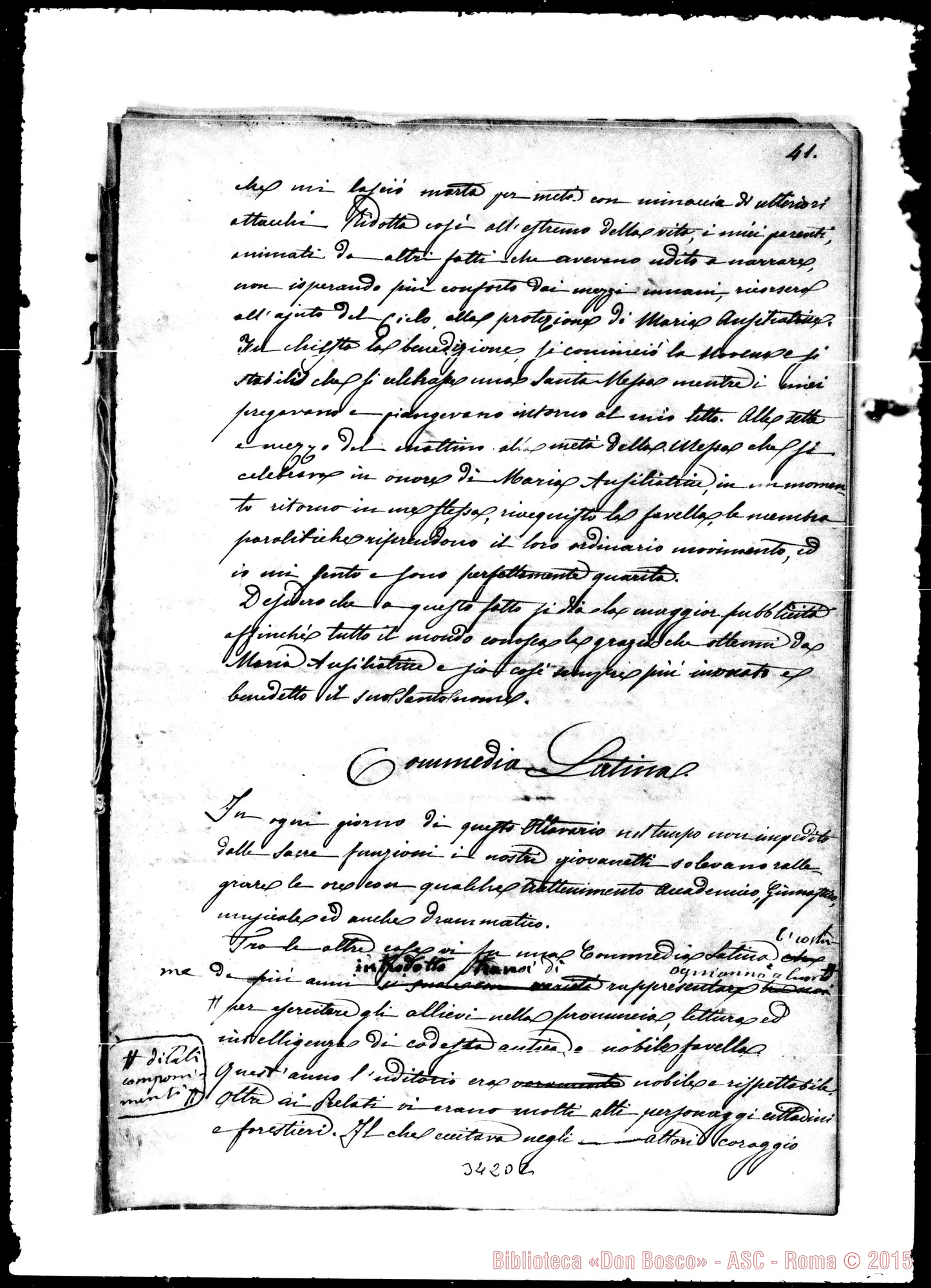 Fotogramma D 2 — Altro ms. con alcune correzioni Bosco