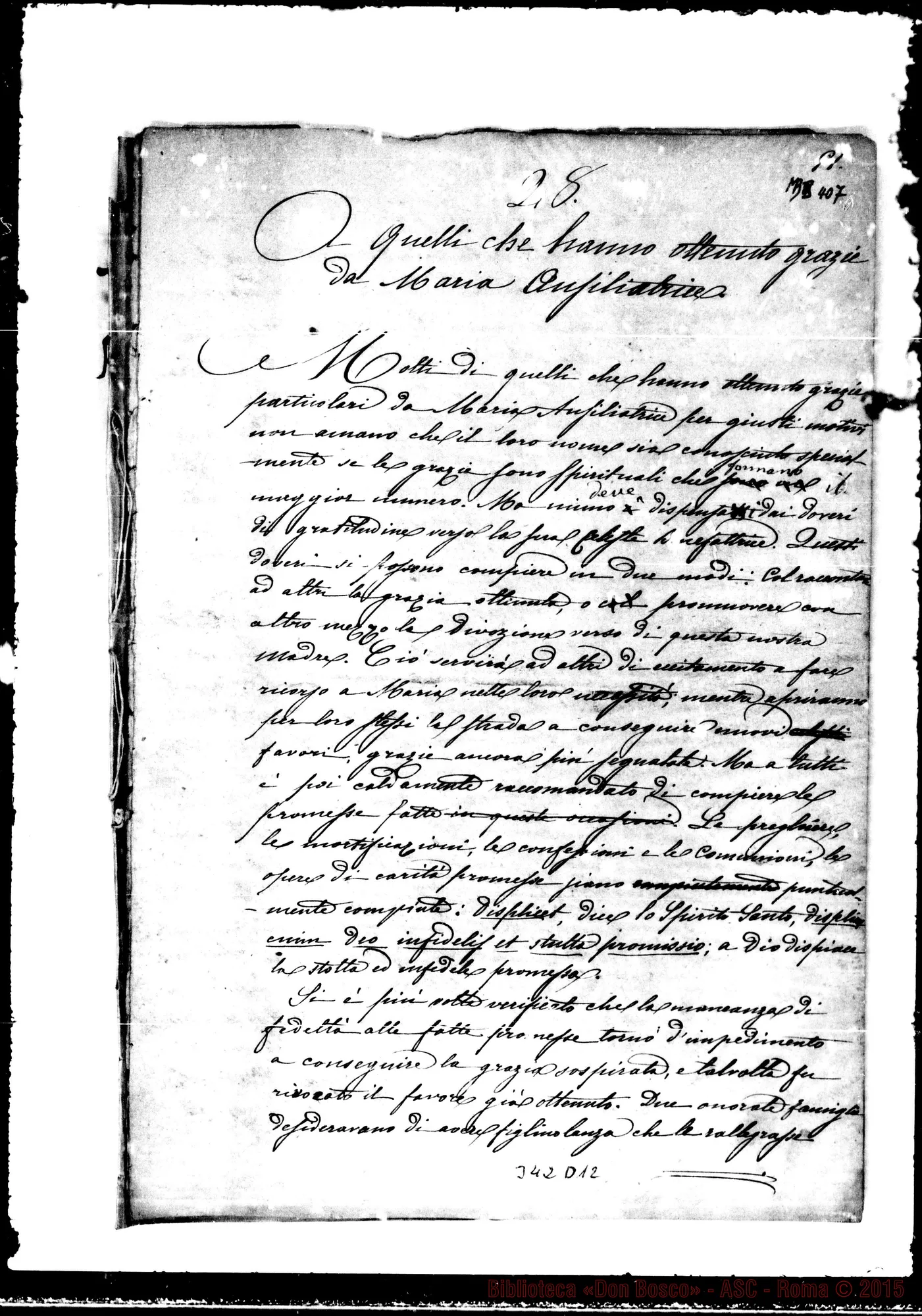 Fotogramma D 12 — Altro ms. con alcune correzioni Bosco