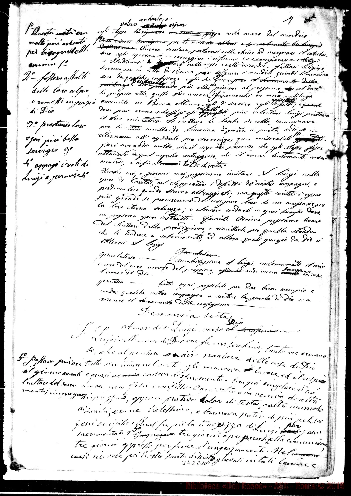 Fotogramma E 10 — Sei Domeniche E Novena S. Luigi Gonzaga. Ms. in parte autogr. Bosco