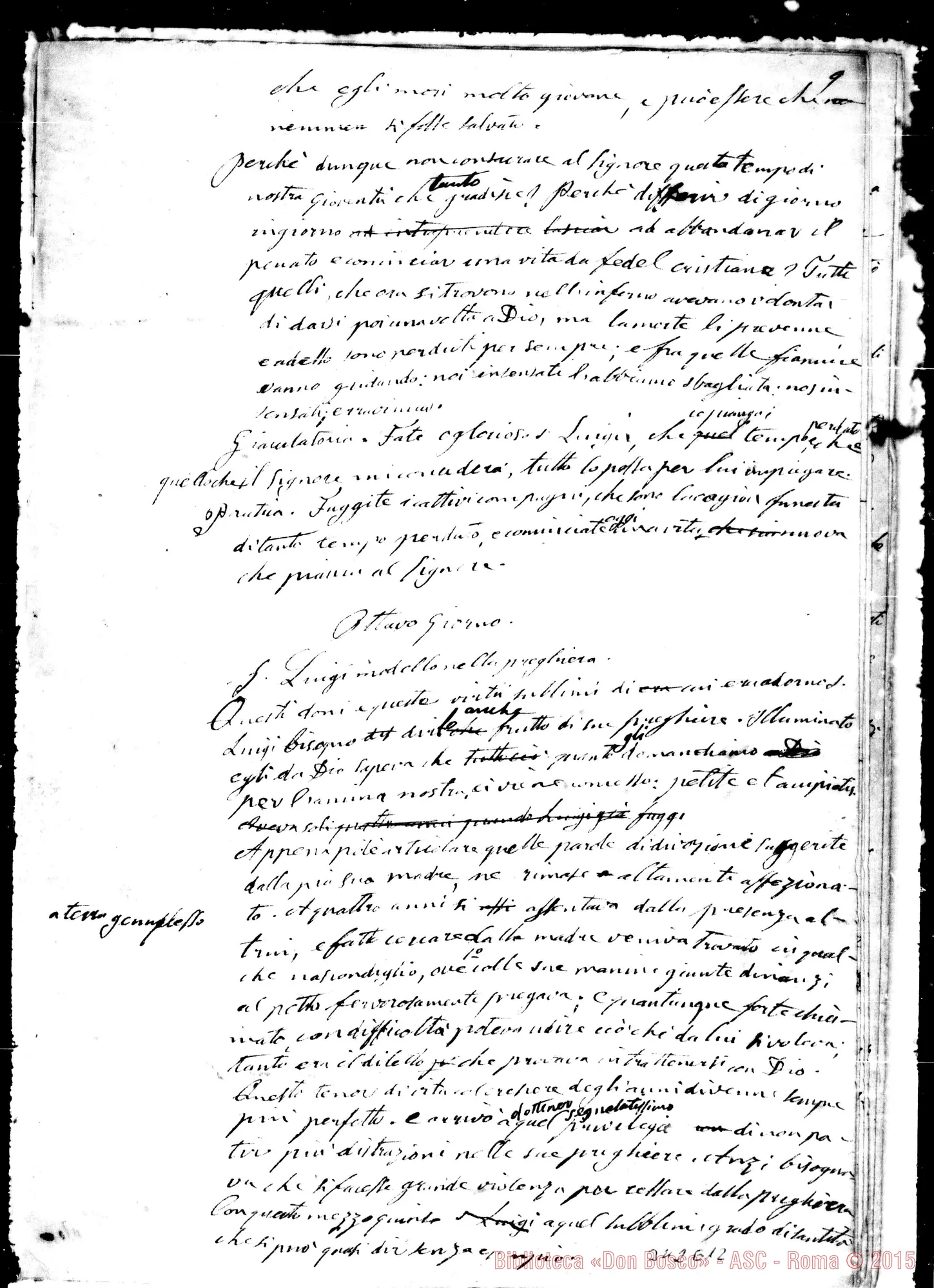 Fotogramma E 12 — Sei Domeniche E Novena S. Luigi Gonzaga. Ms. in parte autogr. Bosco