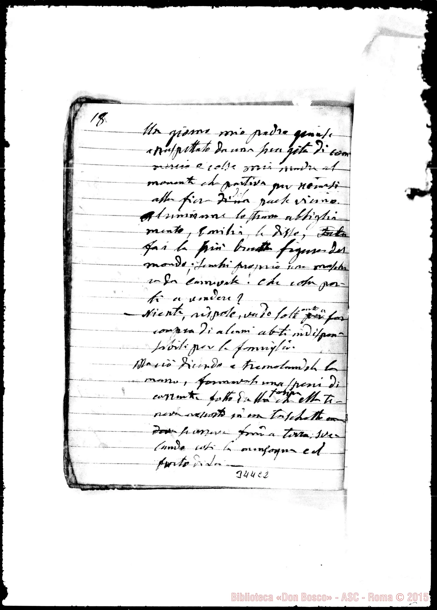 Fotogramma C 2 — «Severino, ossia, avventure di un alpigiano…» Ms. autogr. Bosco