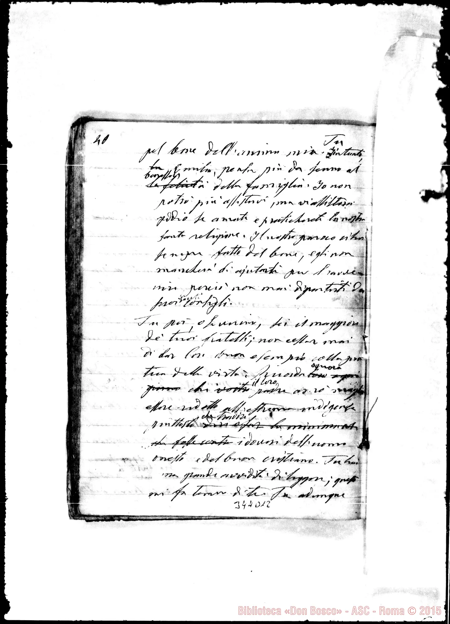Fotogramma D 12 — «Severino, ossia, avventure di un alpigiano…» Ms. autogr. Bosco