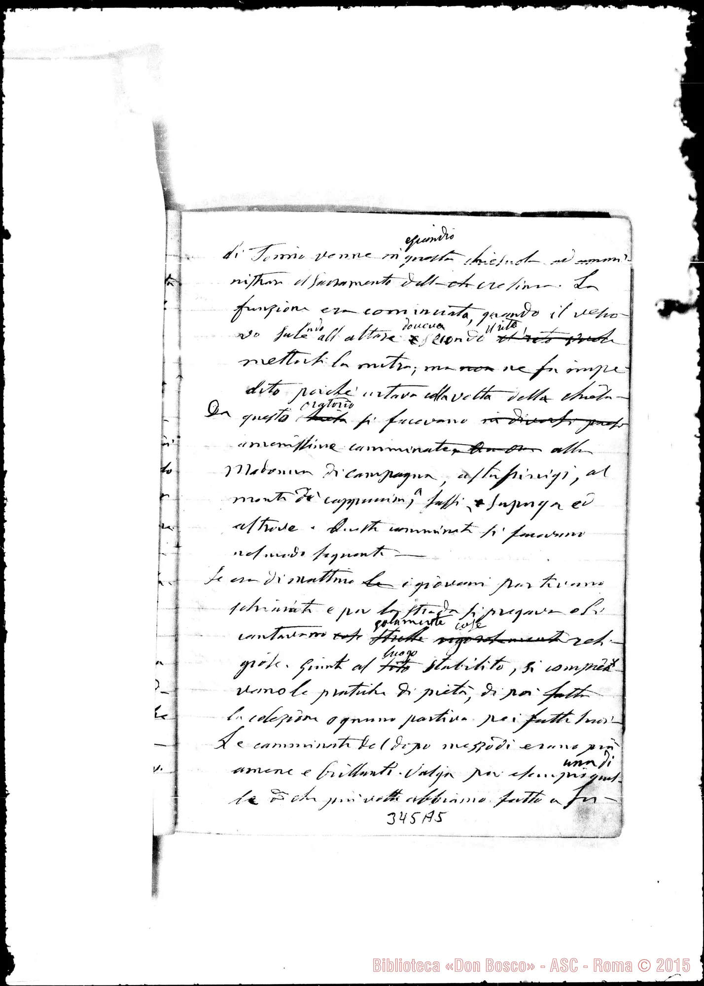 Fotogramma A 5 — «Severino, ossia, avventure di un alpigiano…» Ms. autogr. Bosco